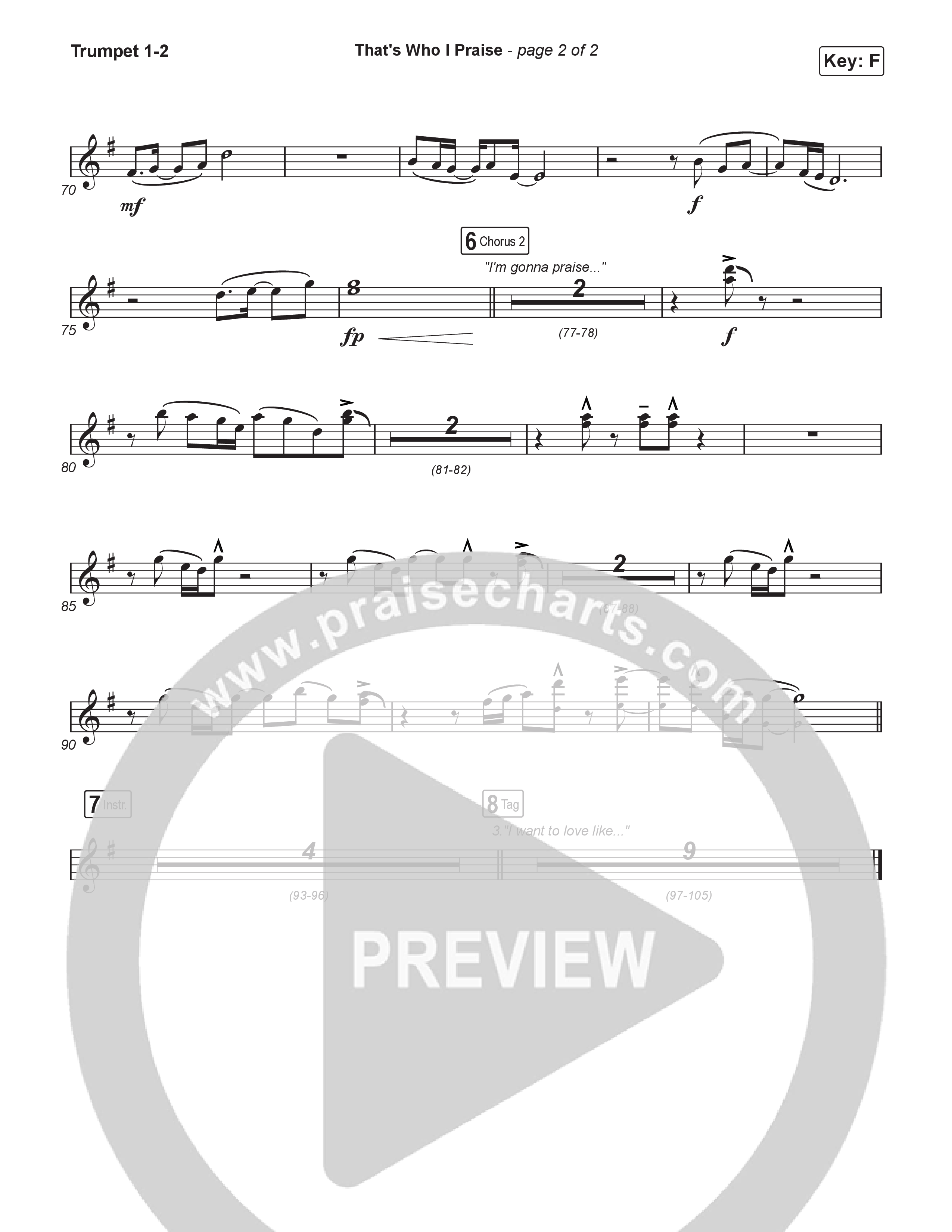 That's Who I Praise (Sing It Now) Trumpet 1,2 (Brandon Lake / Arr. Luke Gambill)