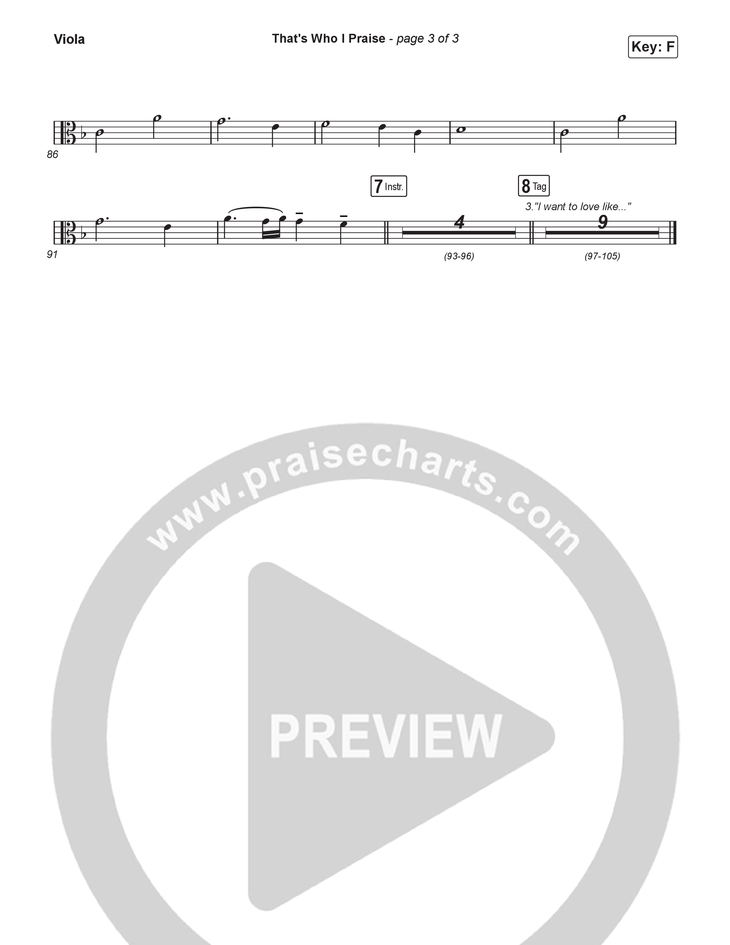 That's Who I Praise (Worship Choir/SAB) Viola (Brandon Lake / Arr. Luke Gambill)