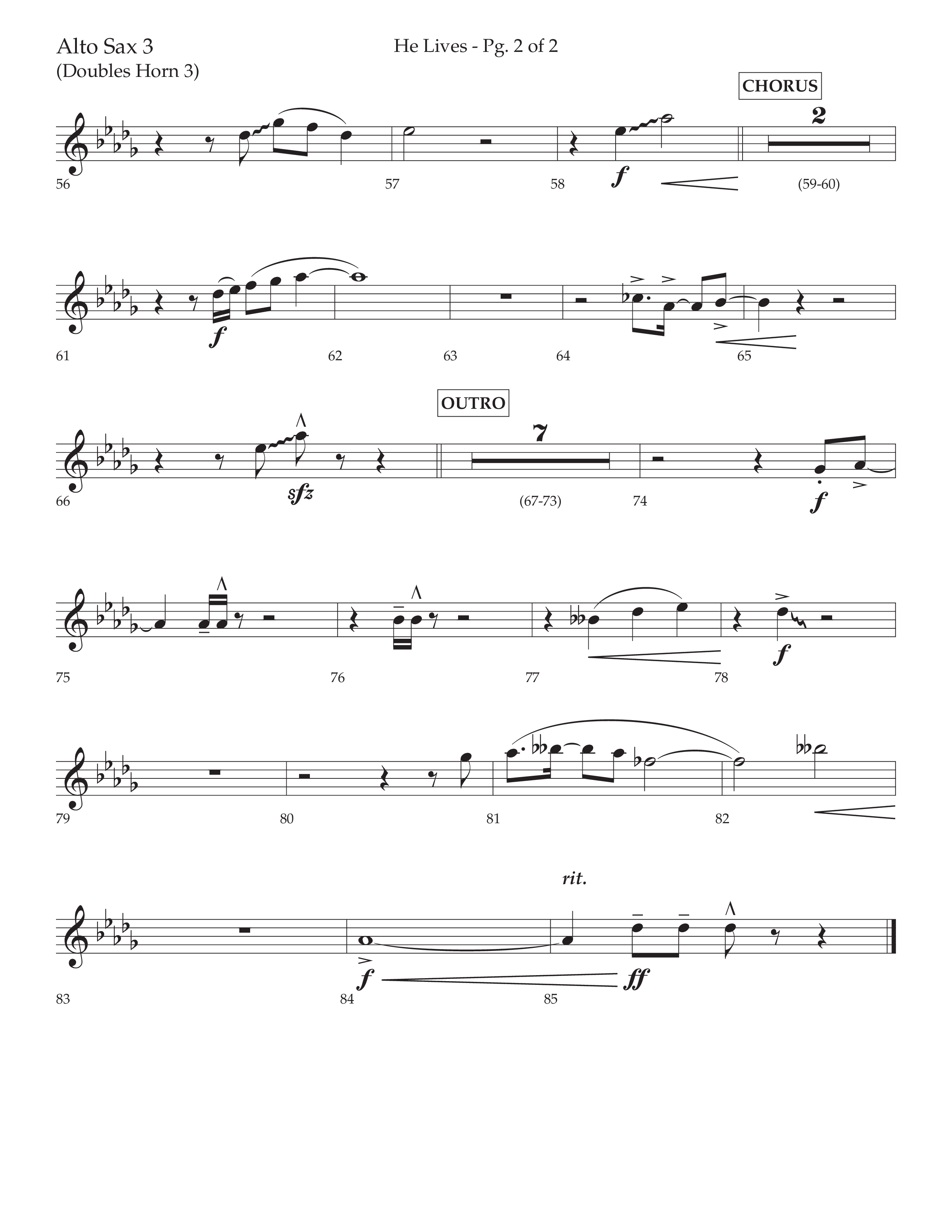 He Lives (Choral Anthem SATB) Alto Sax (Lifeway Choral / Arr. David Wise / Orch. David Shipps)