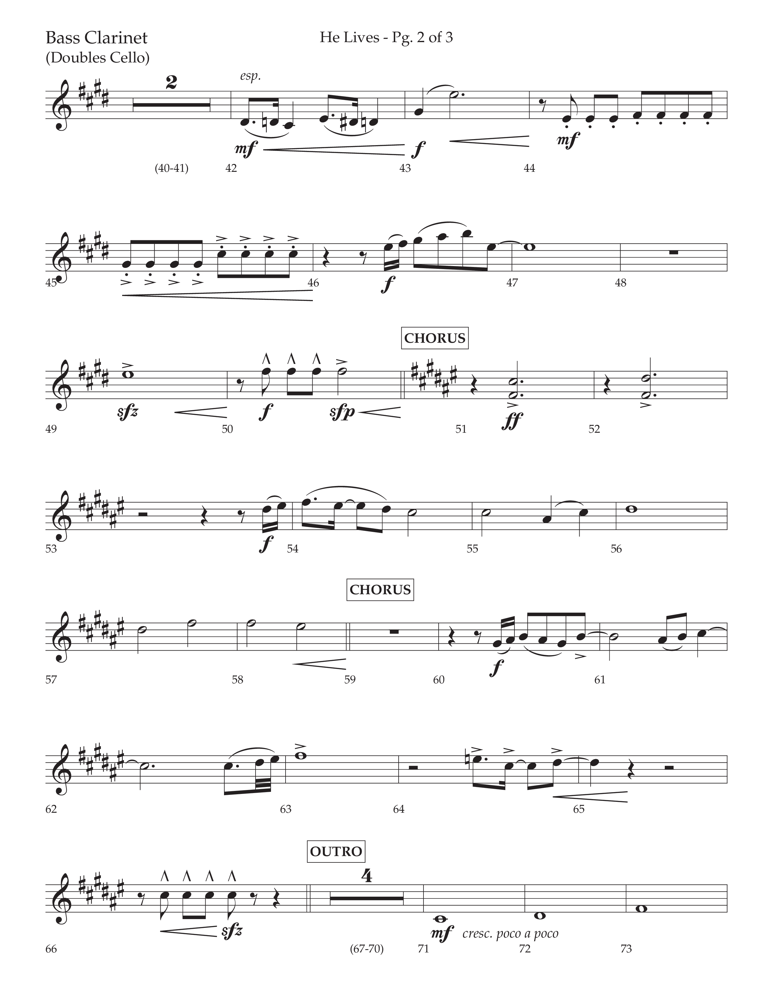 He Lives (Choral Anthem SATB) Bass Clarinet (Lifeway Choral / Arr. David Wise / Orch. David Shipps)