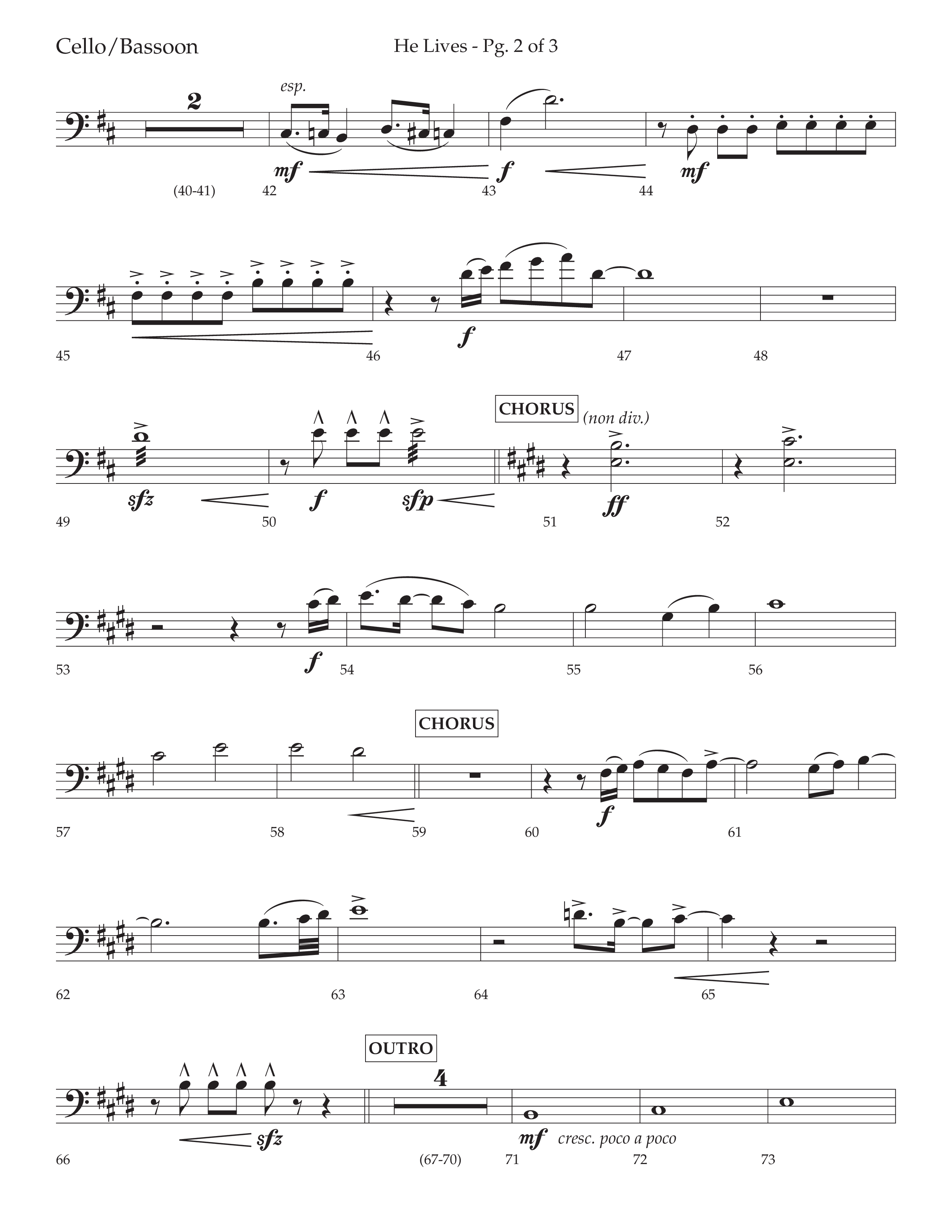 He Lives (Choral Anthem SATB) Cello (Lifeway Choral / Arr. David Wise / Orch. David Shipps)
