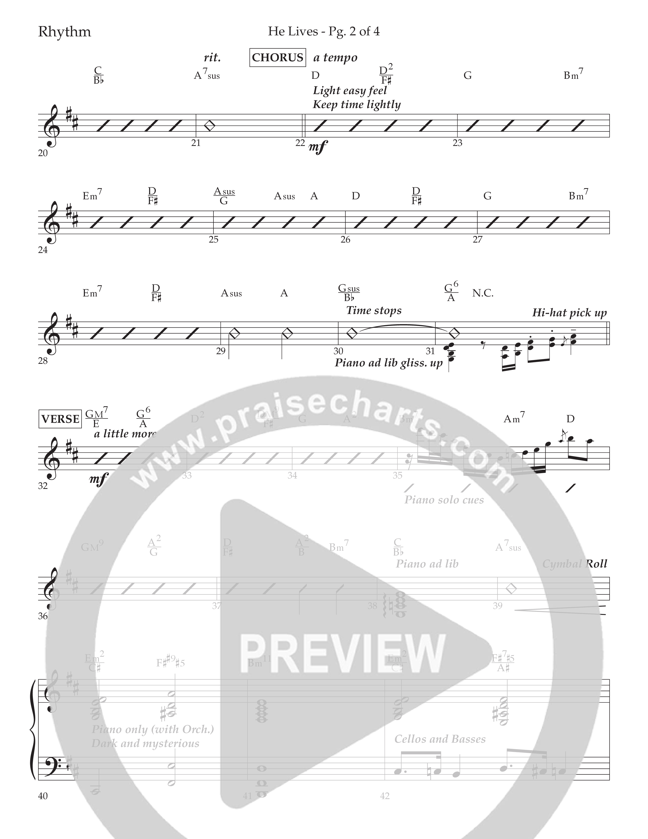 He Lives (Choral Anthem SATB) Lead Melody & Rhythm (Lifeway Choral / Arr. David Wise / Orch. David Shipps)