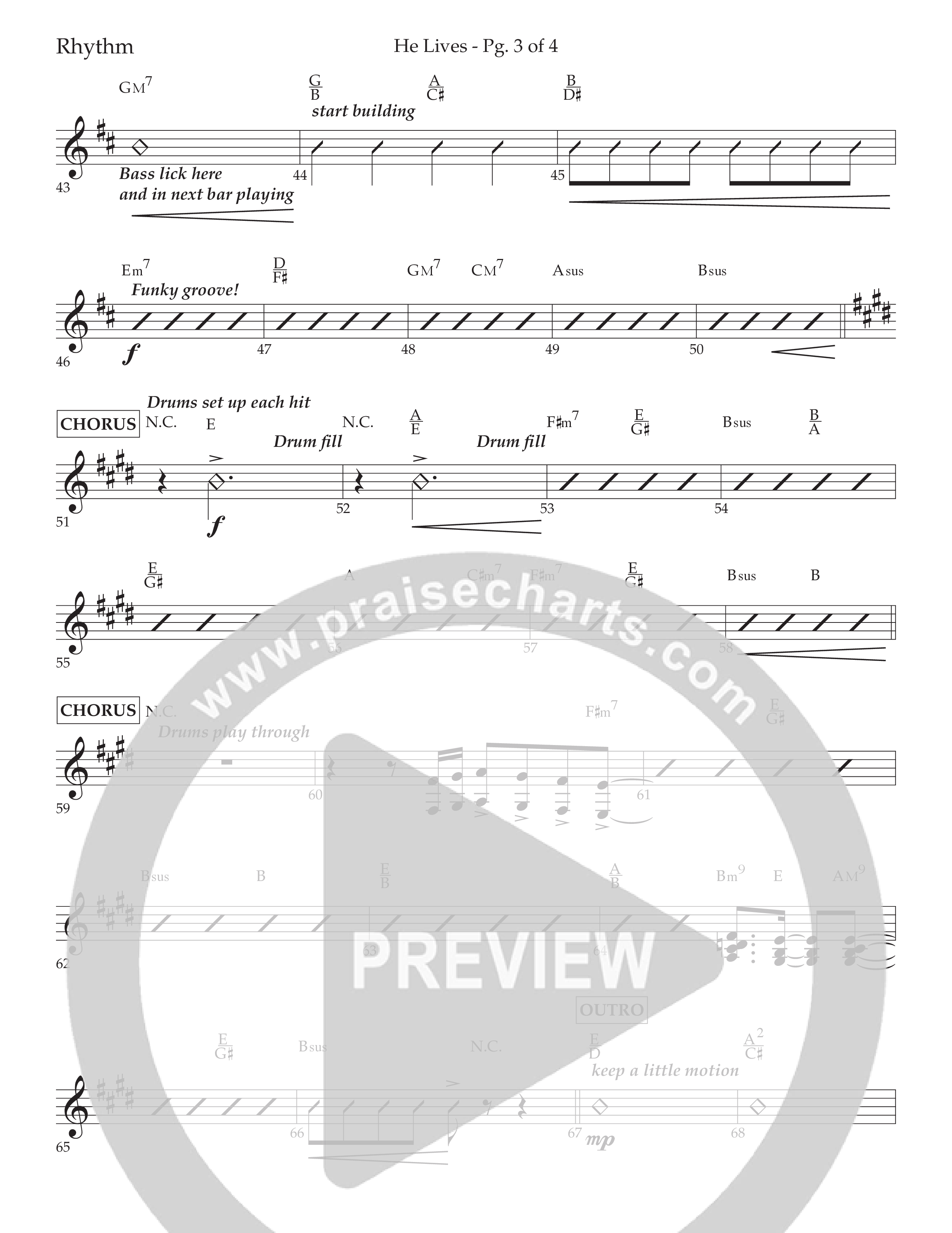 He Lives (Choral Anthem SATB) Lead Melody & Rhythm (Lifeway Choral / Arr. David Wise / Orch. David Shipps)