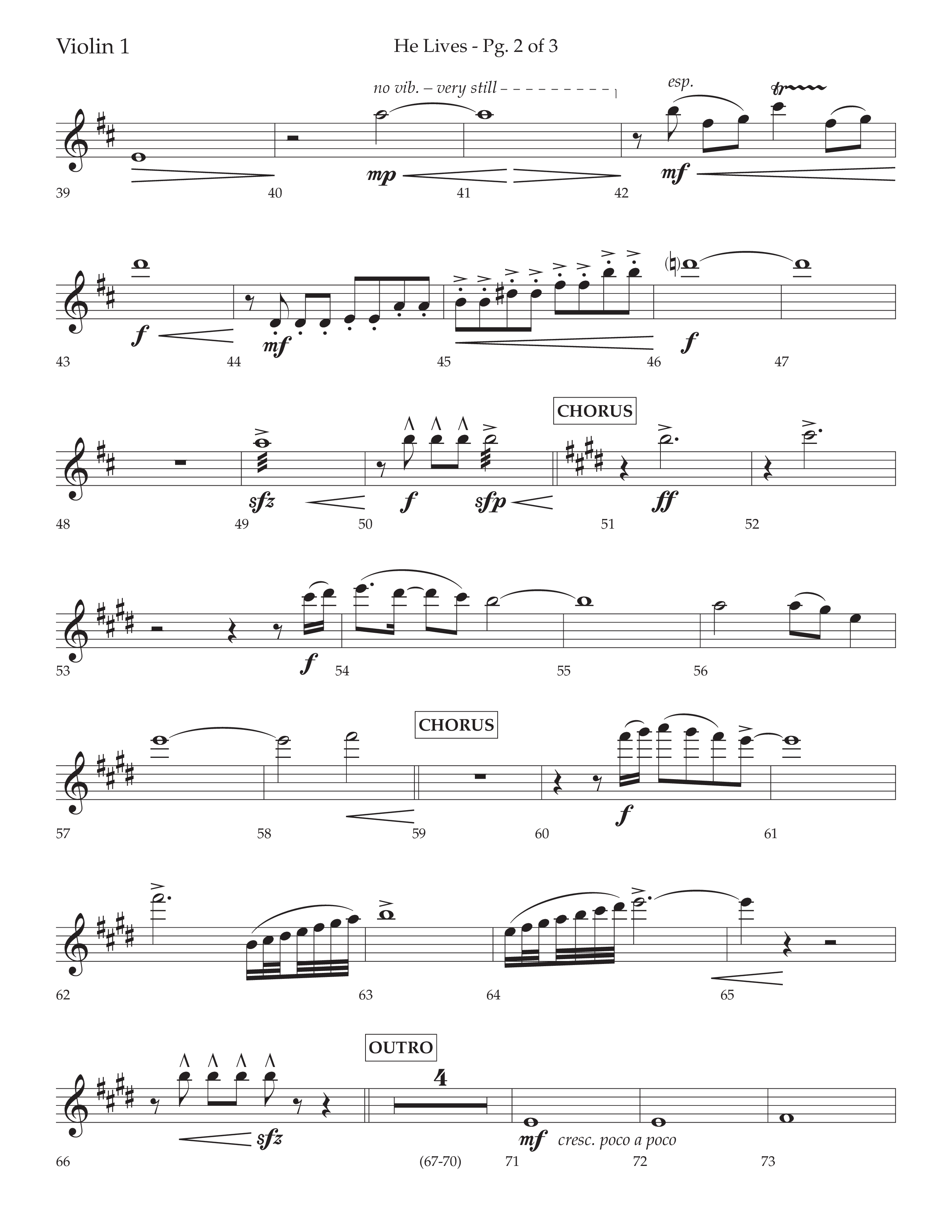 He Lives (Choral Anthem SATB) Violin 1 (Lifeway Choral / Arr. David Wise / Orch. David Shipps)