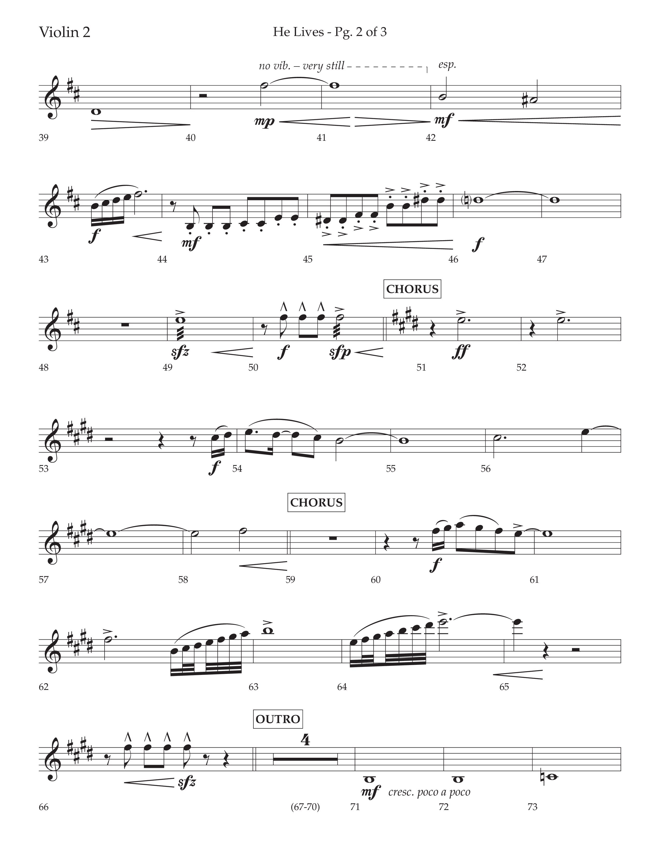 He Lives (Choral Anthem SATB) Violin 2 (Lifeway Choral / Arr. David Wise / Orch. David Shipps)