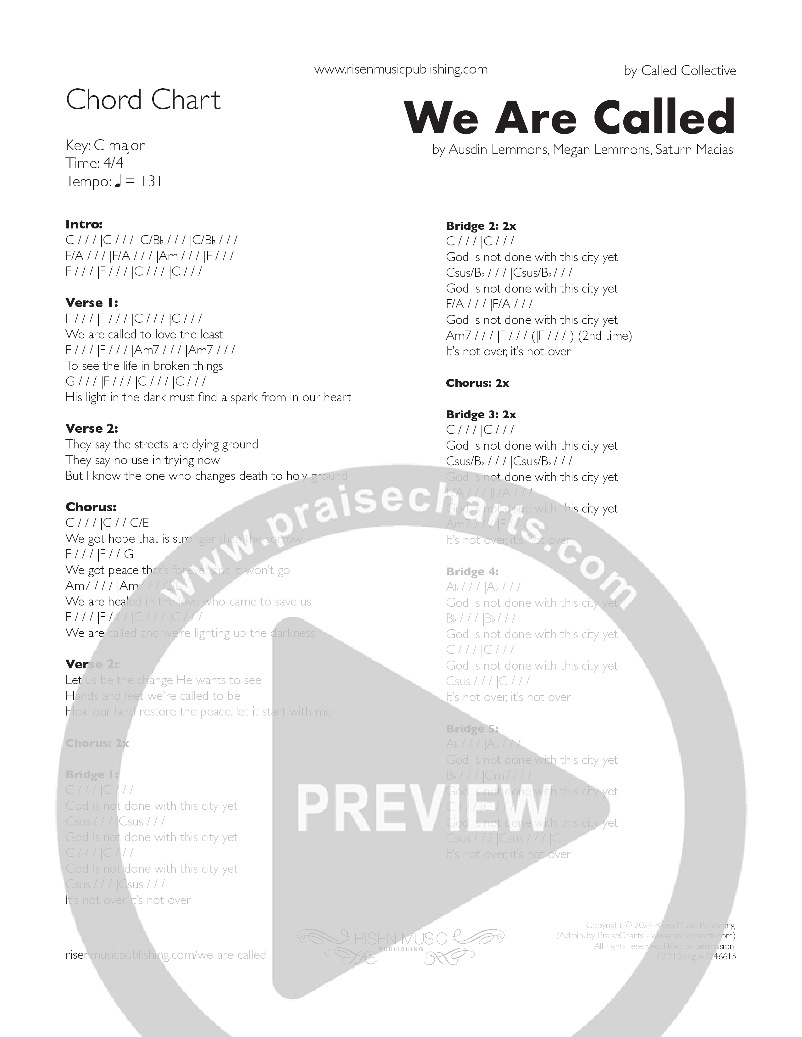 We Are Called Chord Chart (Called Collective)