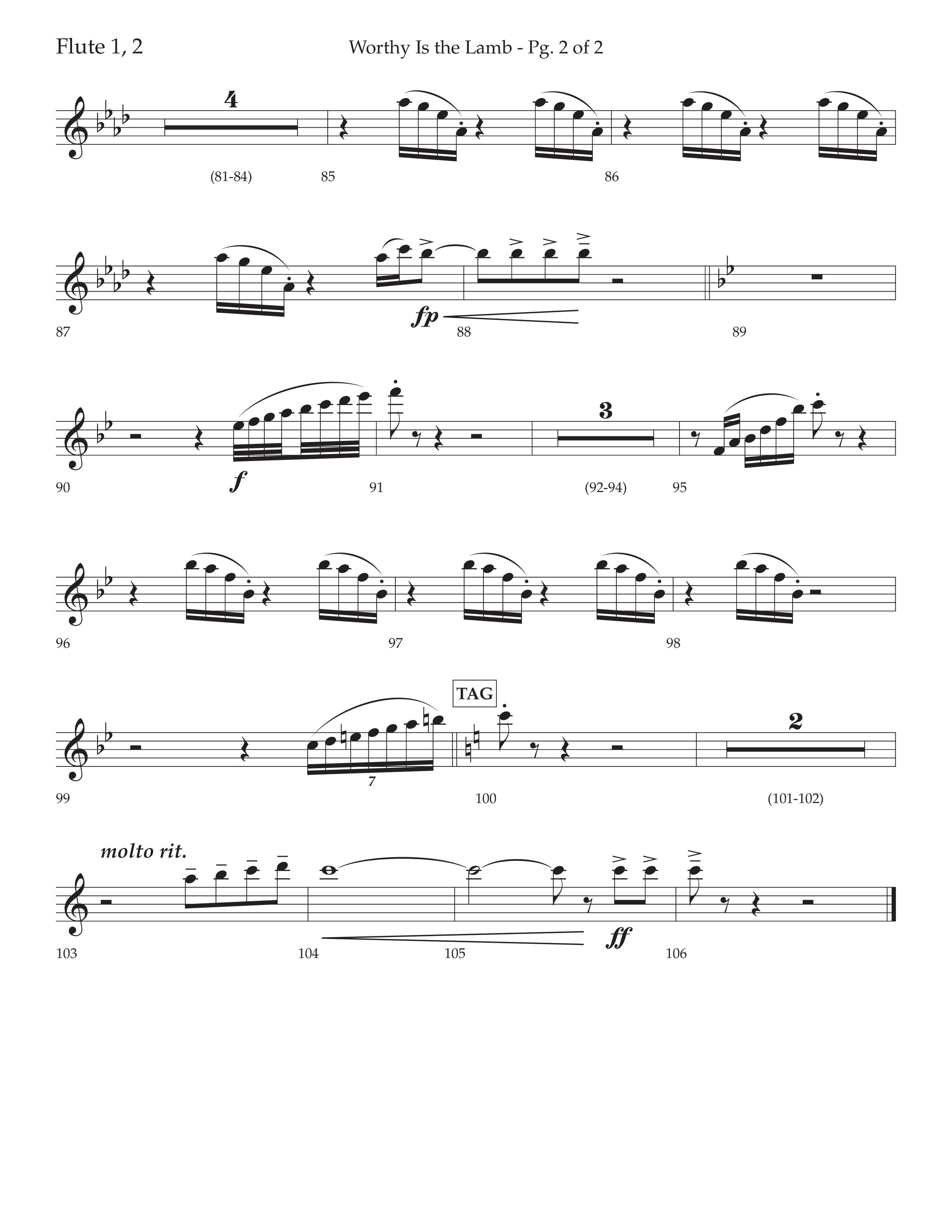 Worthy Is The Lamb (with O Come Let Us Adore Him) (Choral Anthem SATB) Flute 1/2 (Lifeway Choral / Arr. Cody McVey)