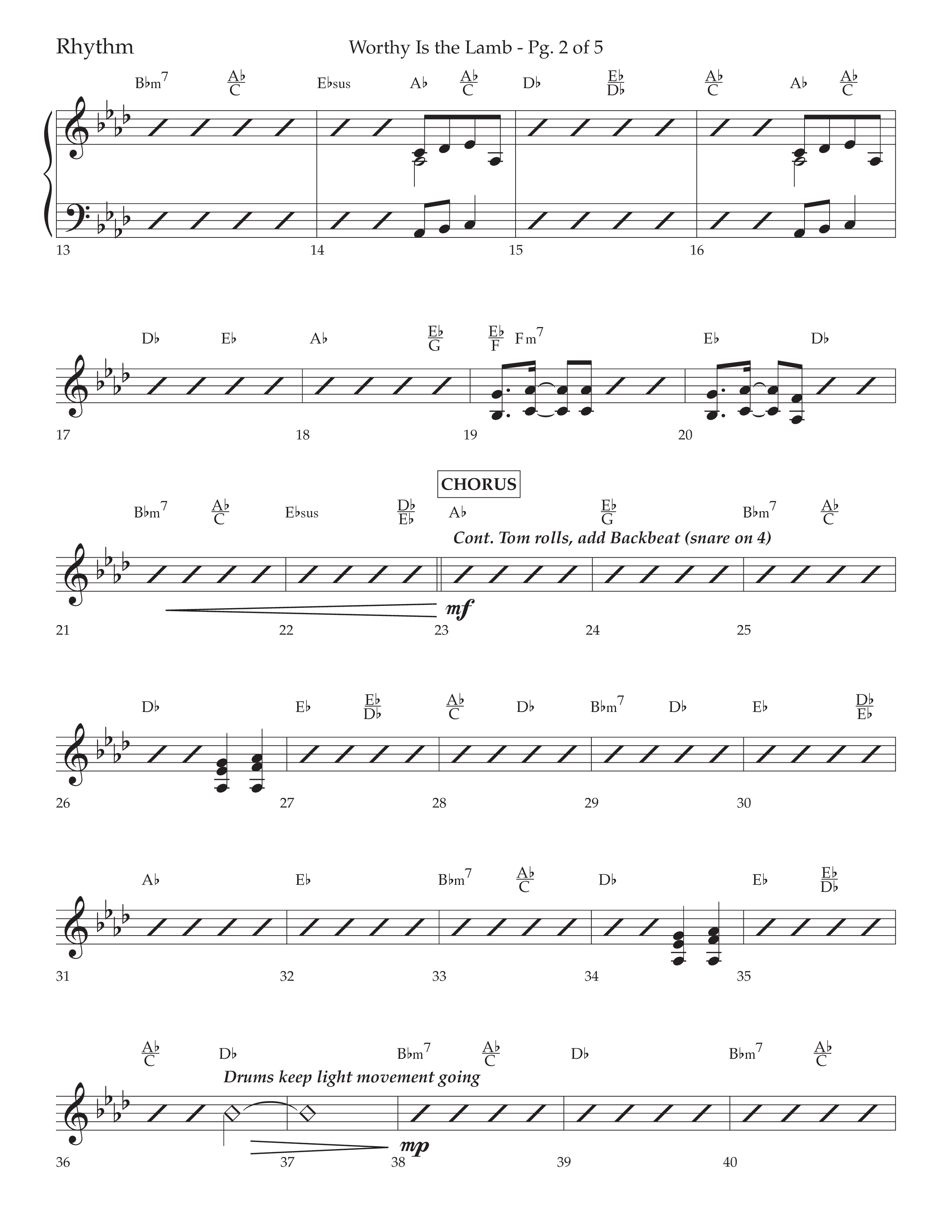 Worthy Is The Lamb (with O Come Let Us Adore Him) (Choral Anthem SATB) Rhythm Chart (Lifeway Choral / Arr. Cody McVey)