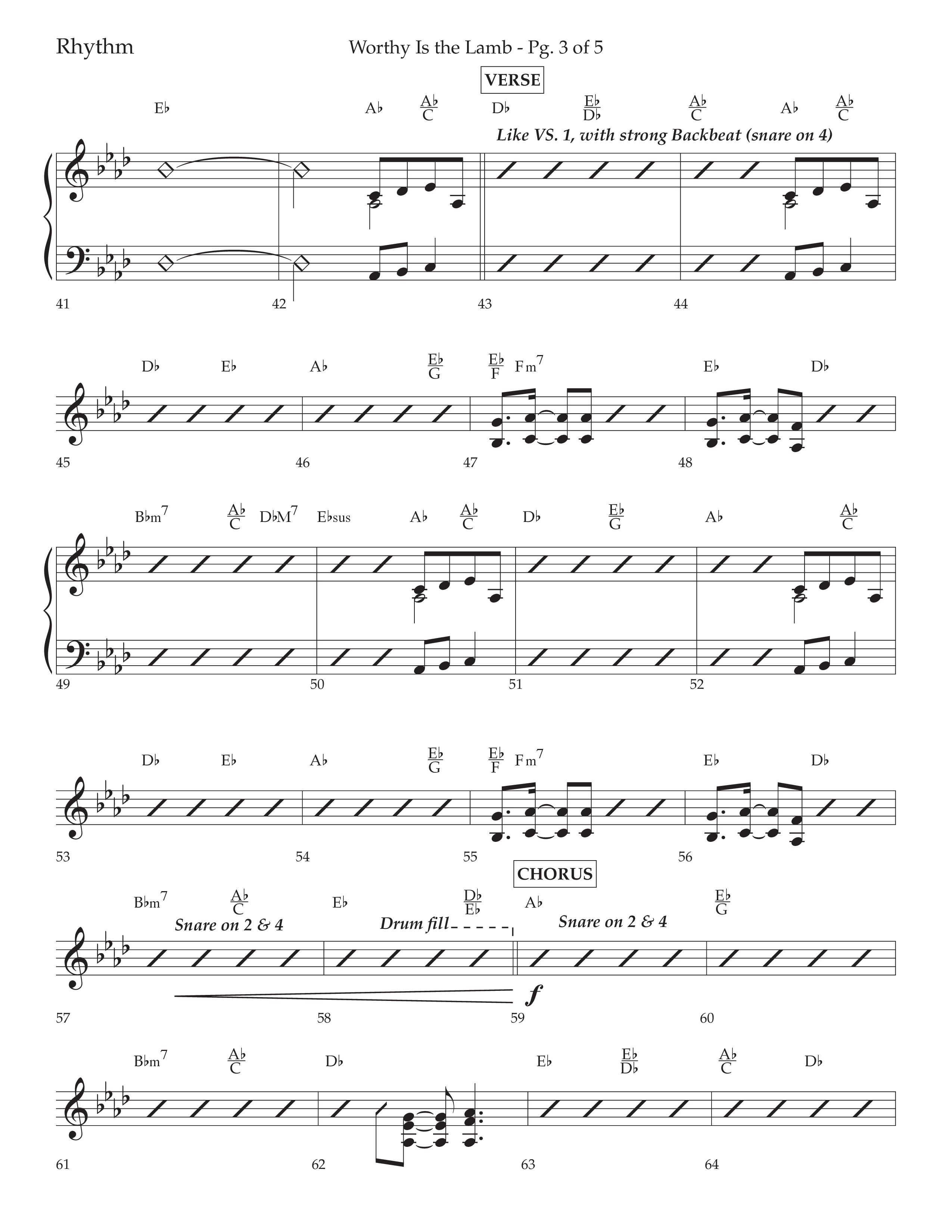 Worthy Is The Lamb (with O Come Let Us Adore Him) (Choral Anthem SATB) Rhythm Chart (Lifeway Choral / Arr. Cody McVey)