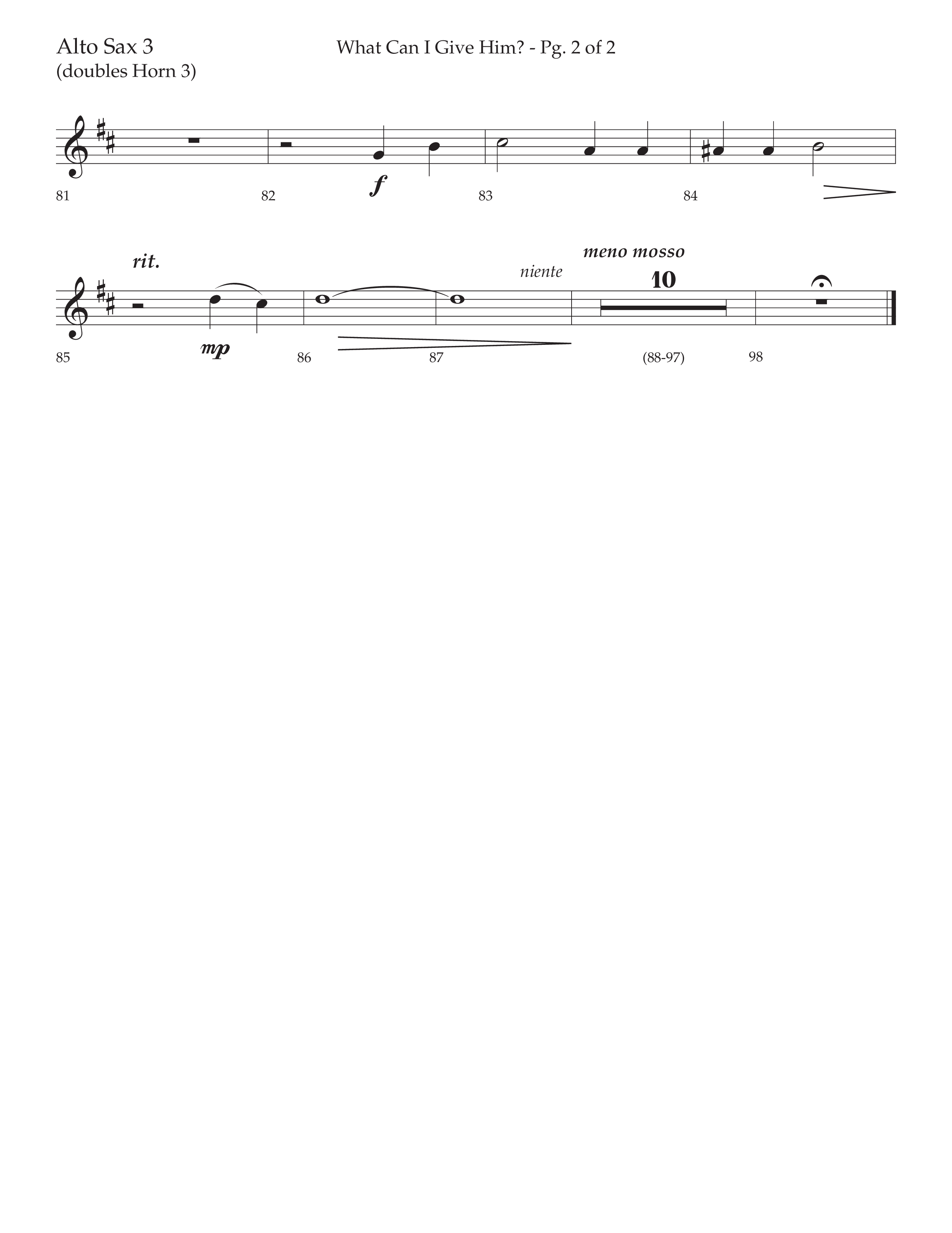 What Can I Give Him (with Away In A Manger, Sweet Holy Child, Redeemer and Savior) (Choral Anthem SATB) Alto Sax (Lifeway Choral / Arr. Cody McVey)