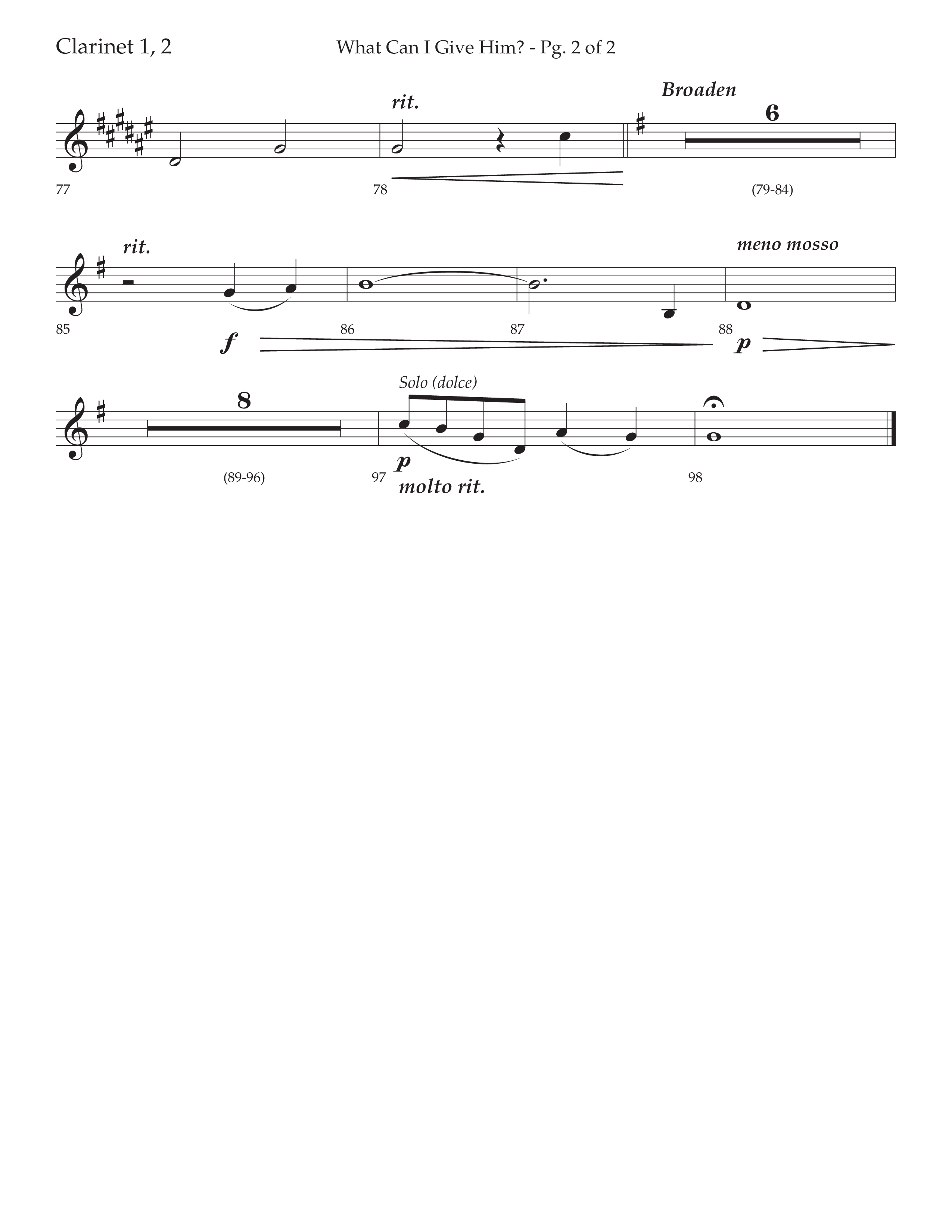 What Can I Give Him (with Away In A Manger, Sweet Holy Child, Redeemer and Savior) (Choral Anthem SATB) Clarinet 1/2 (Lifeway Choral / Arr. Cody McVey)