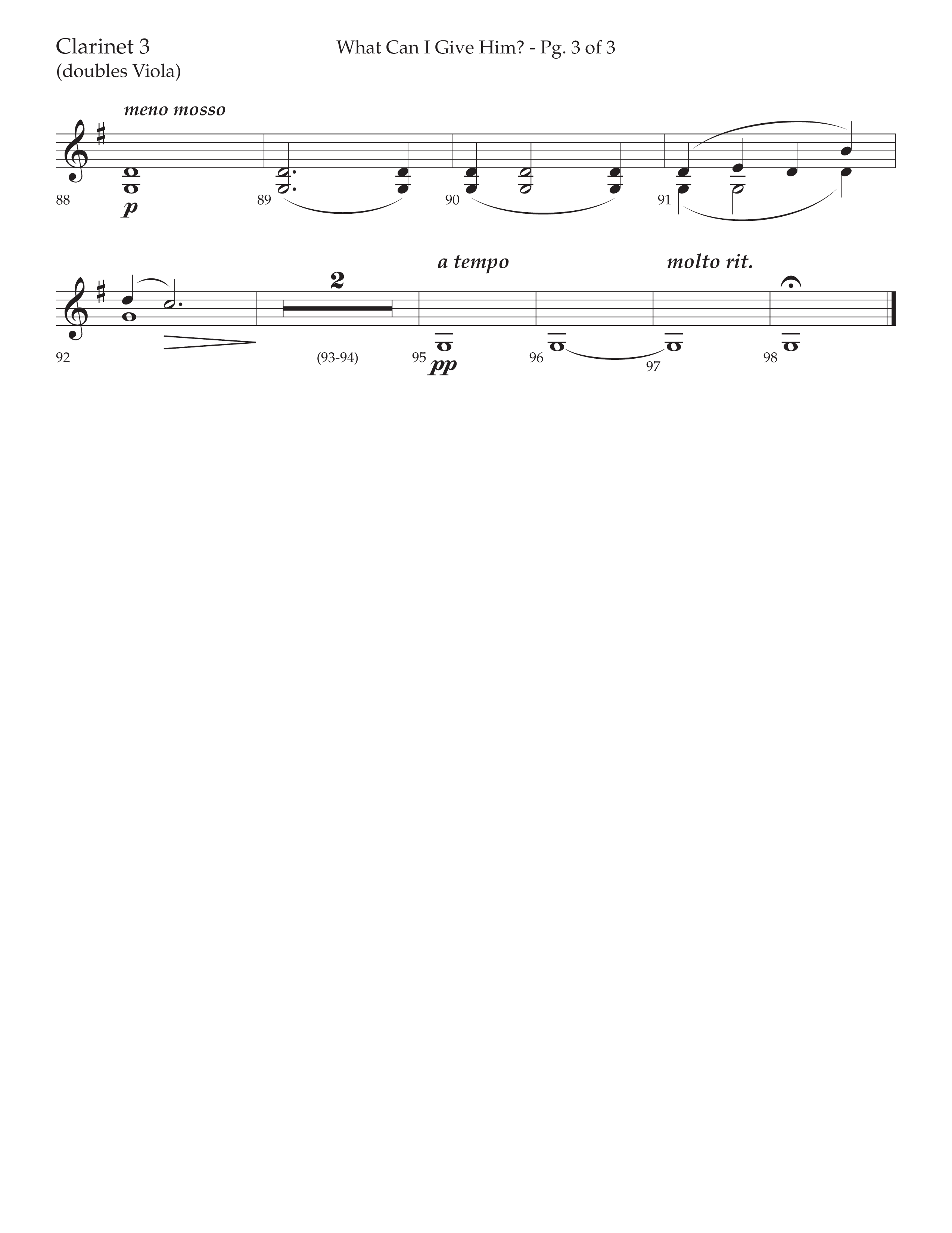 What Can I Give Him (with Away In A Manger, Sweet Holy Child, Redeemer and Savior) (Choral Anthem SATB) Clarinet 3 (Lifeway Choral / Arr. Cody McVey)