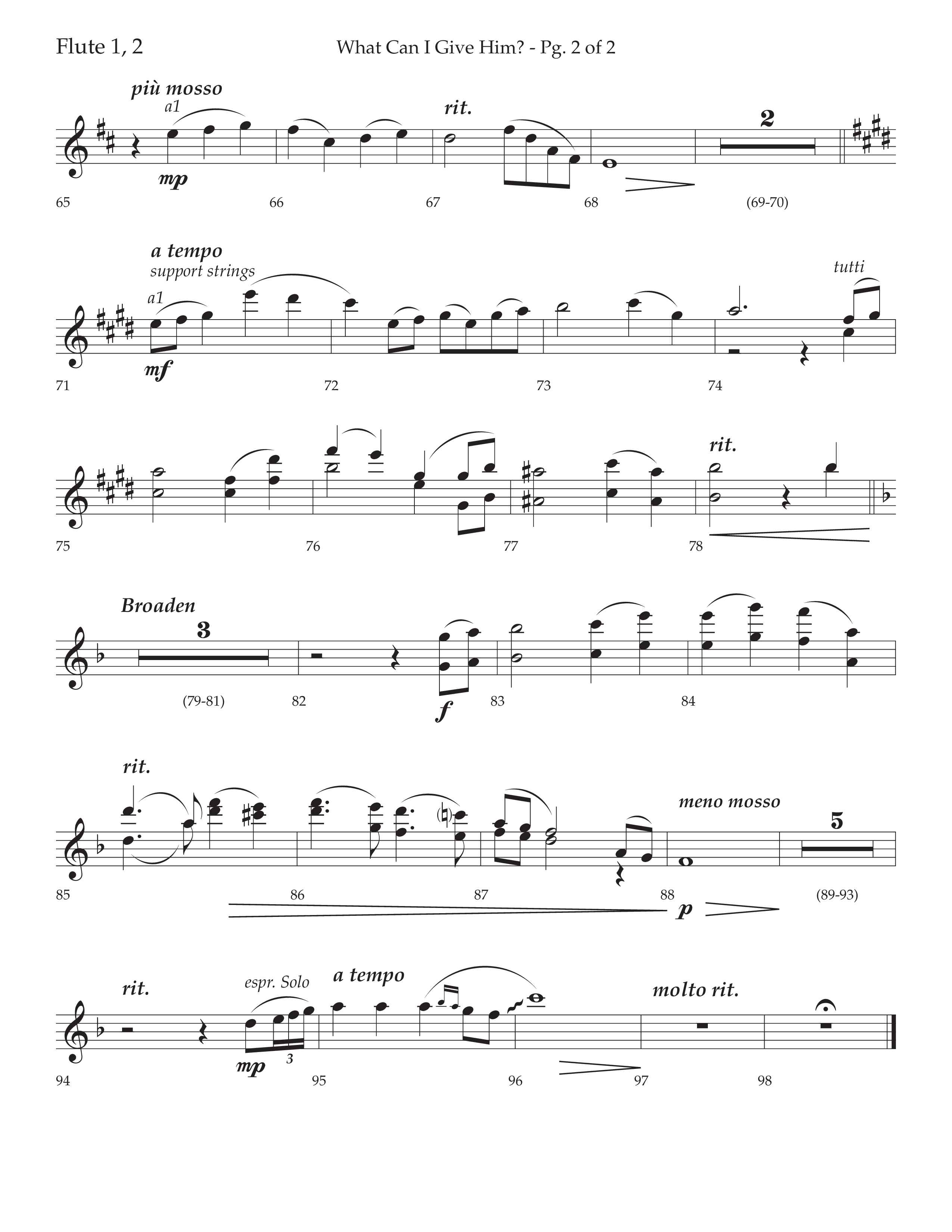 What Can I Give Him (with Away In A Manger, Sweet Holy Child, Redeemer and Savior) (Choral Anthem SATB) Flute 1/2 (Lifeway Choral / Arr. Cody McVey)