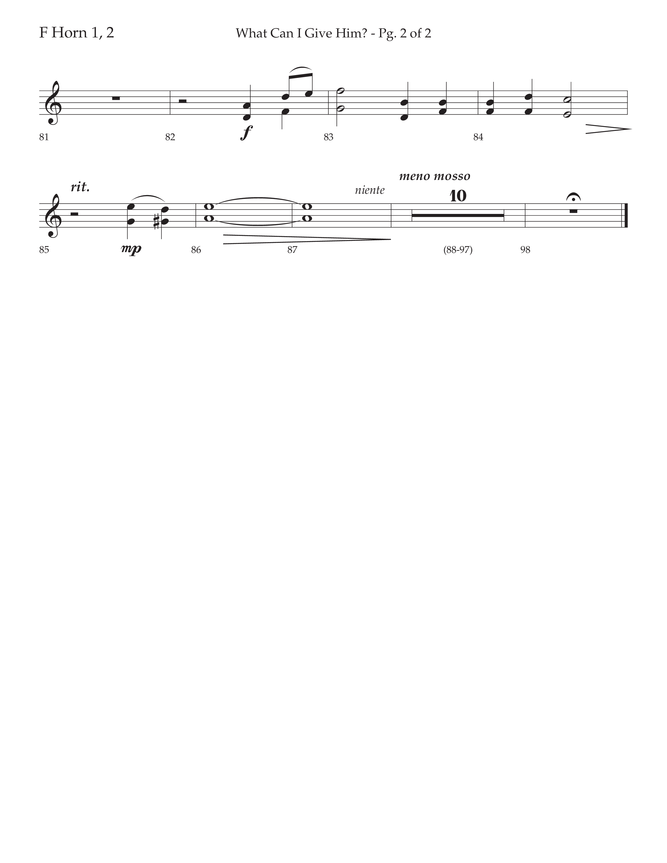 What Can I Give Him (with Away In A Manger, Sweet Holy Child, Redeemer and Savior) (Choral Anthem SATB) French Horn 1/2 (Lifeway Choral / Arr. Cody McVey)