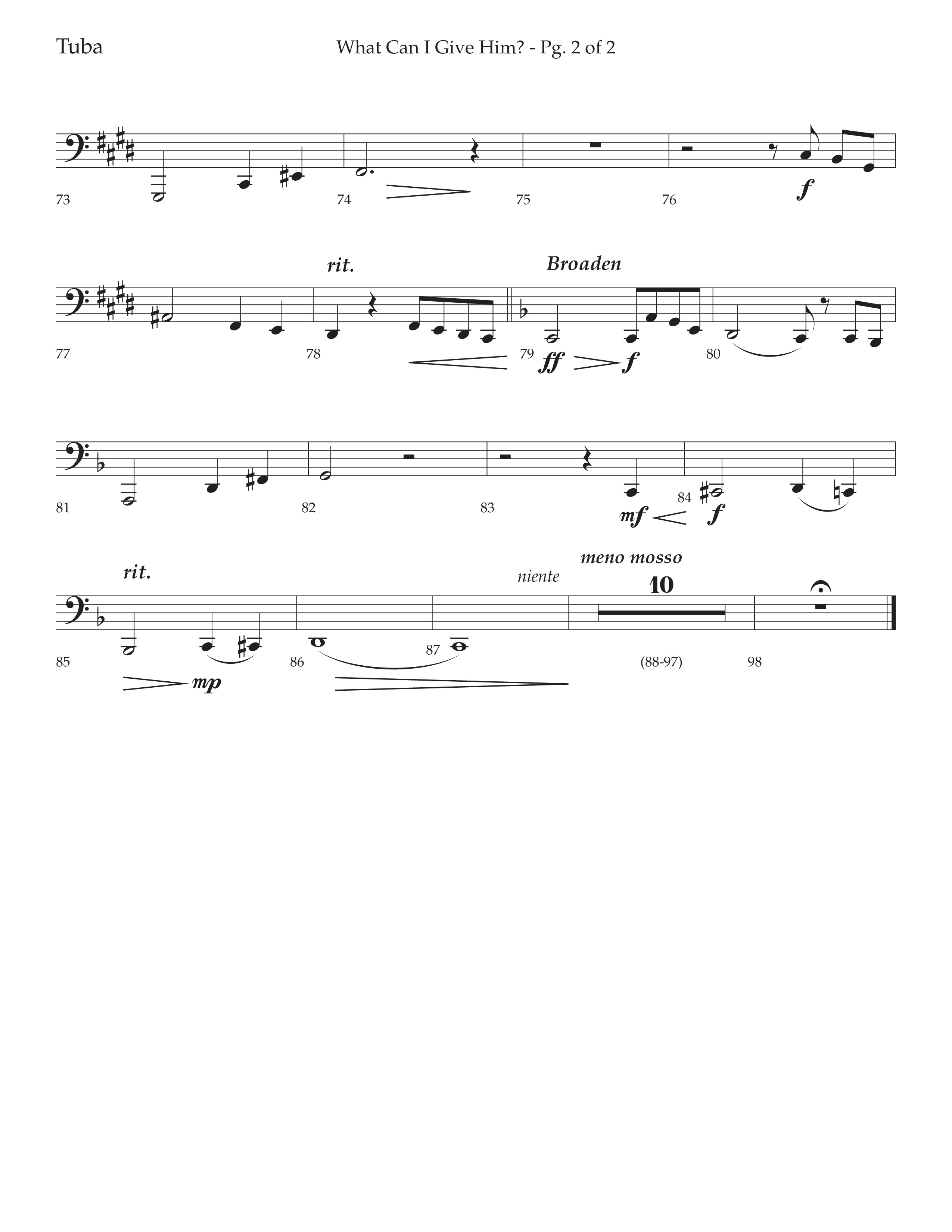 What Can I Give Him (with Away In A Manger, Sweet Holy Child, Redeemer and Savior) (Choral Anthem SATB) Tuba (Lifeway Choral / Arr. Cody McVey)