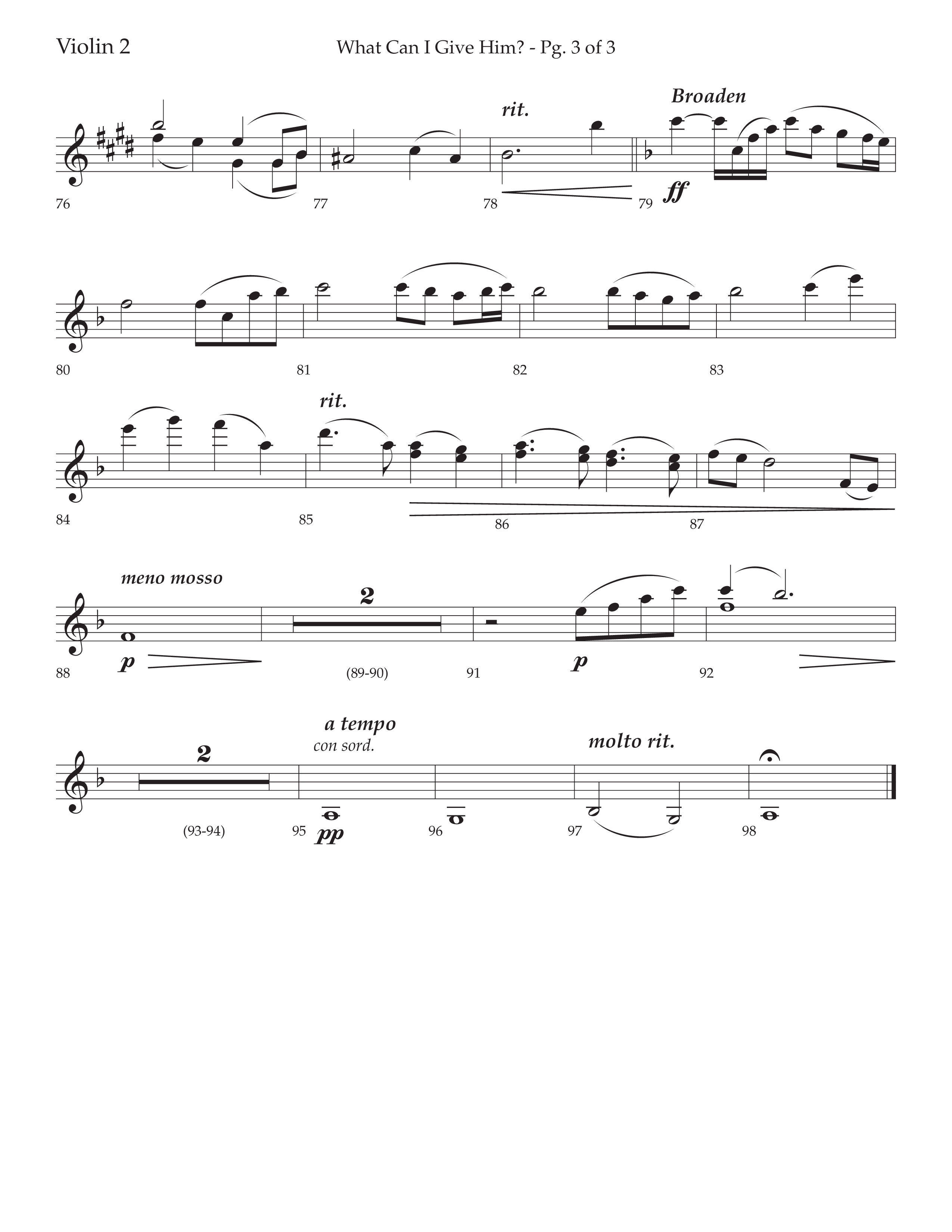 What Can I Give Him (with Away In A Manger, Sweet Holy Child, Redeemer and Savior) (Choral Anthem SATB) Violin 2 (Lifeway Choral / Arr. Cody McVey)