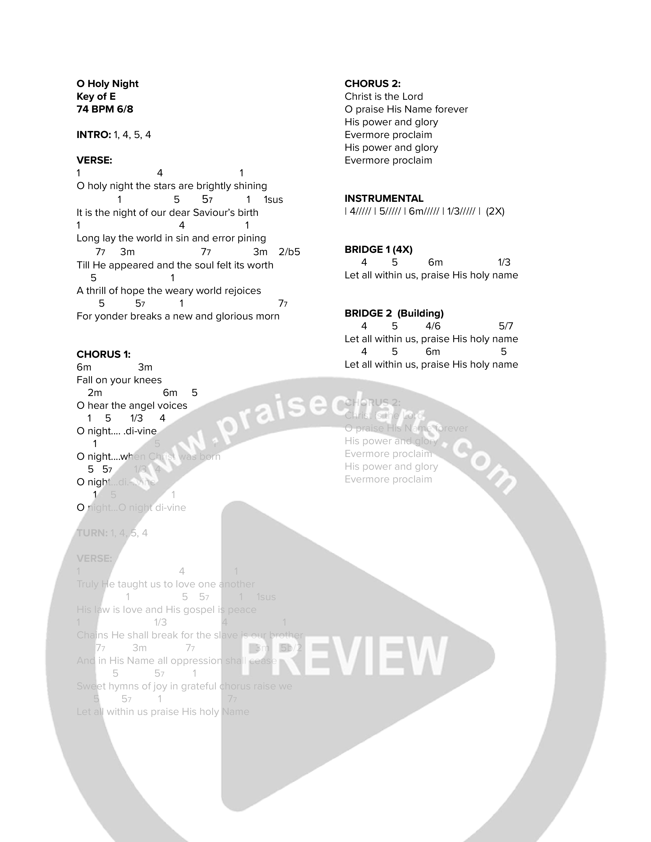 O Holy Night Chord Chart (NewSpring Worship)