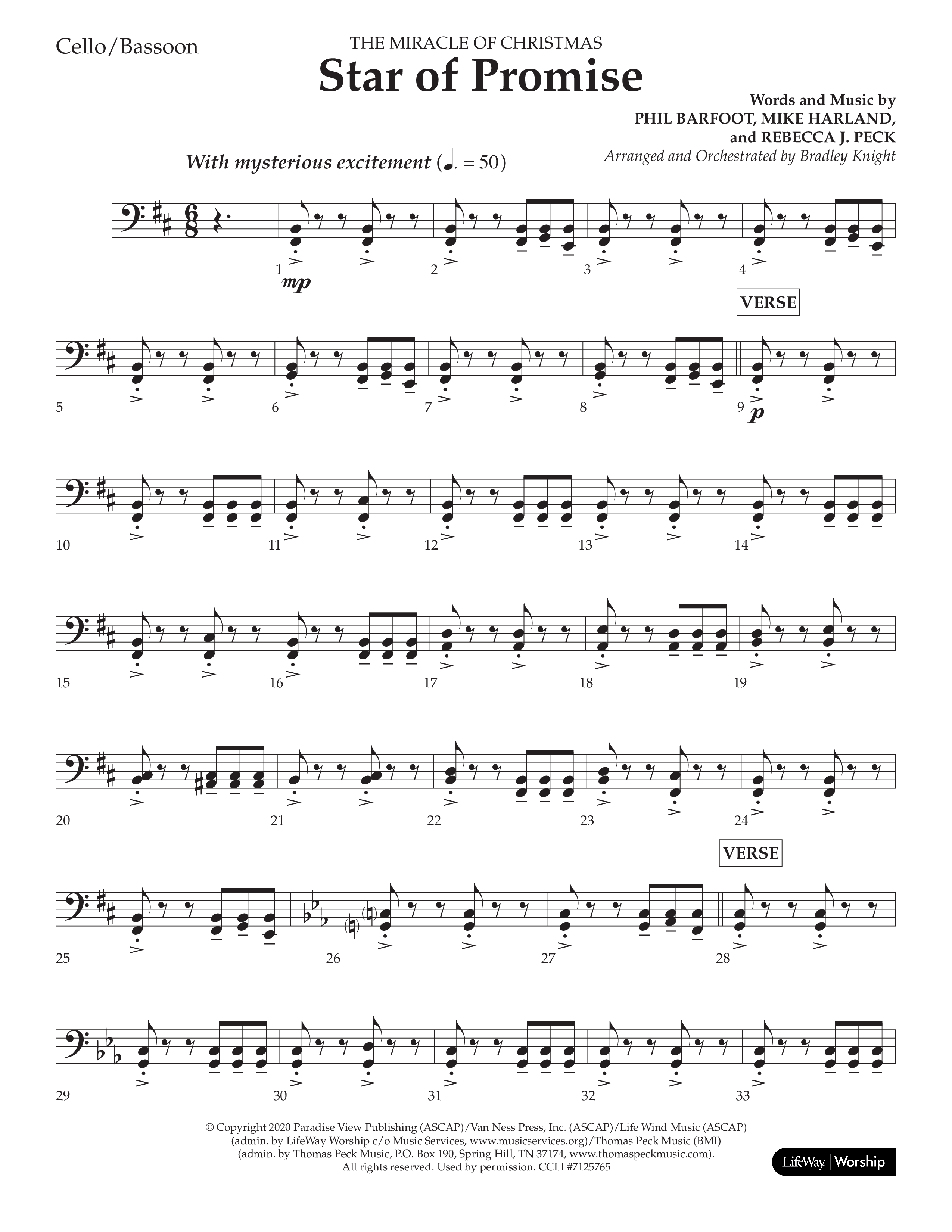 Star Of Promise (Choral Anthem SATB) Cello (Lifeway Choral / Arr. Bradley Knight)