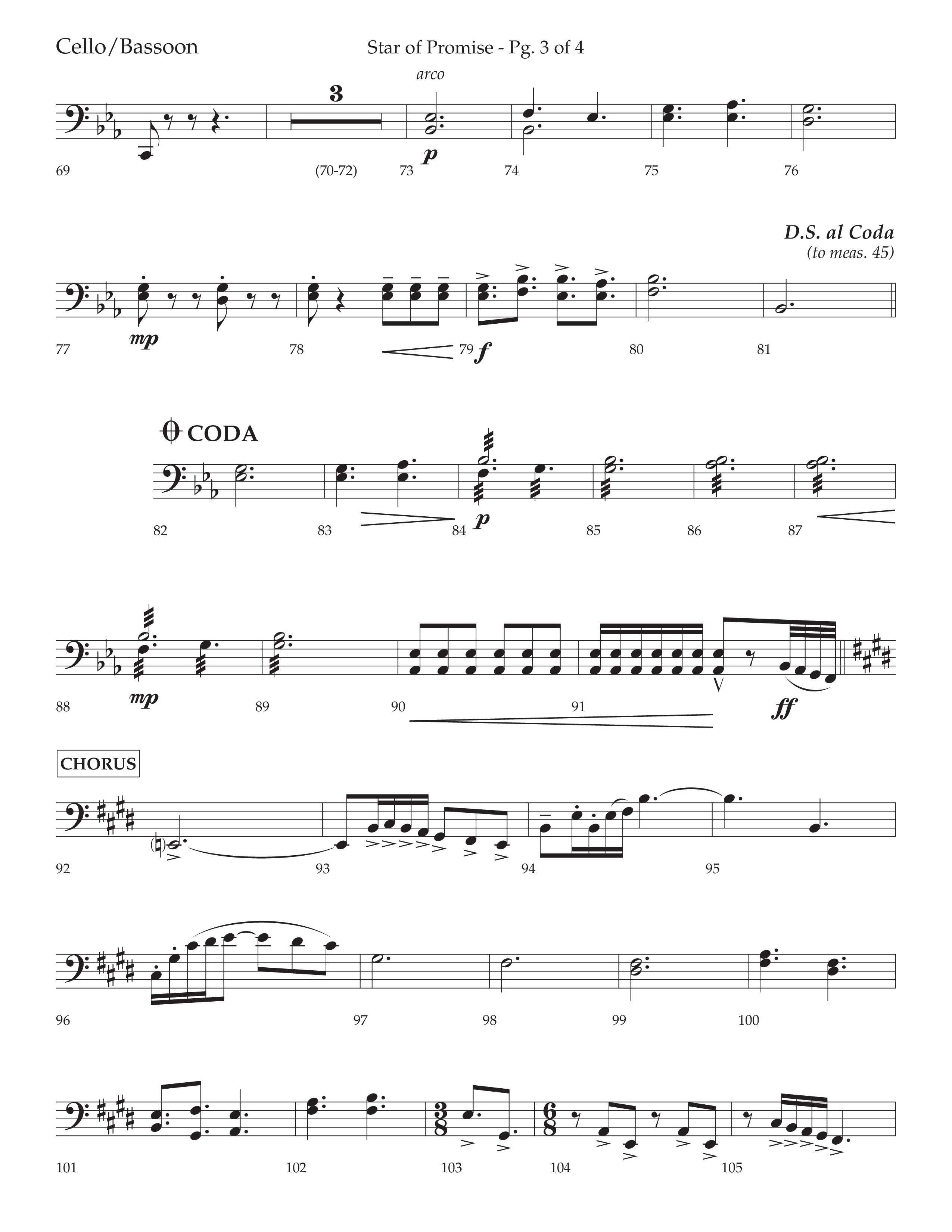 Star Of Promise (Choral Anthem SATB) Cello (Lifeway Choral / Arr. Bradley Knight)