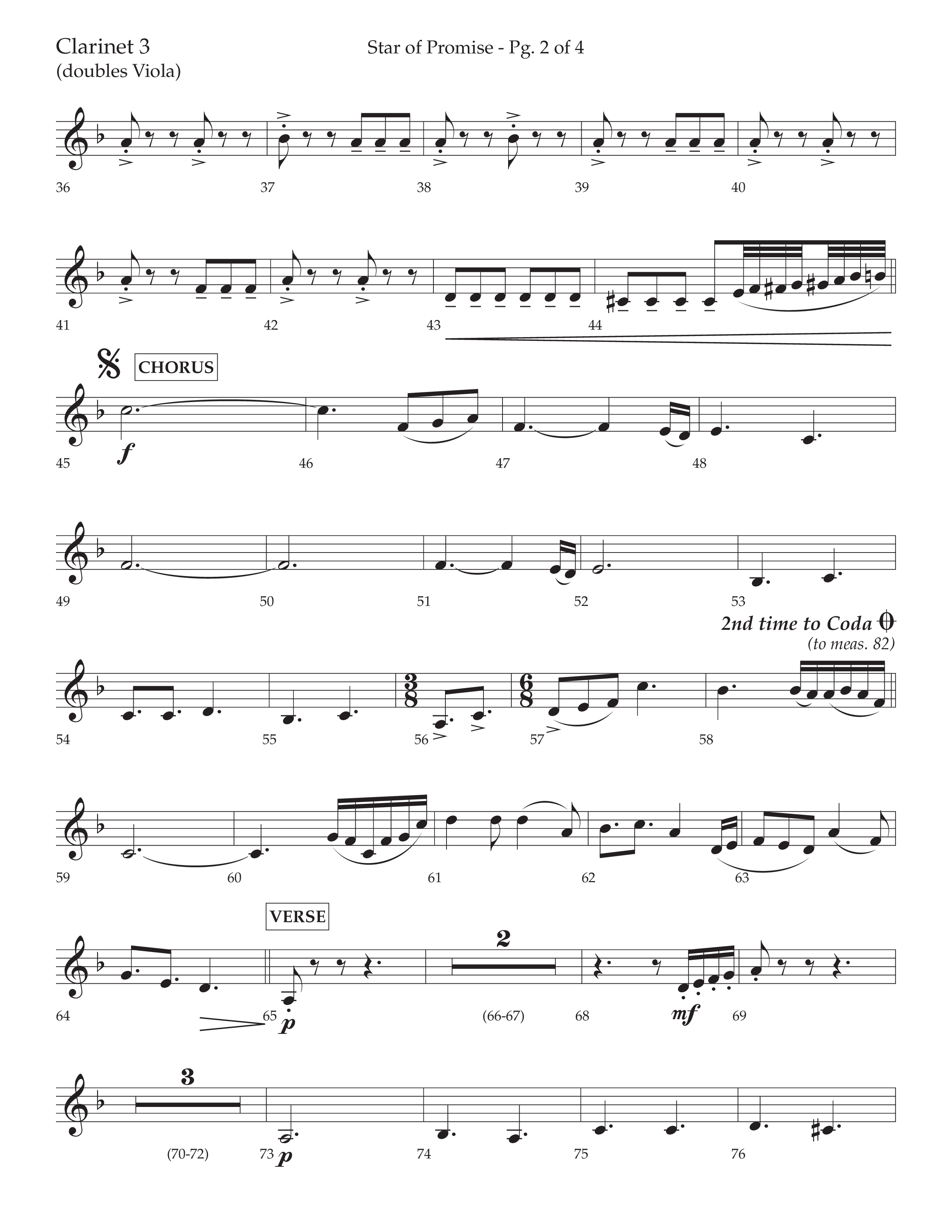 Star Of Promise (Choral Anthem SATB) Clarinet 3 (Lifeway Choral / Arr. Bradley Knight)