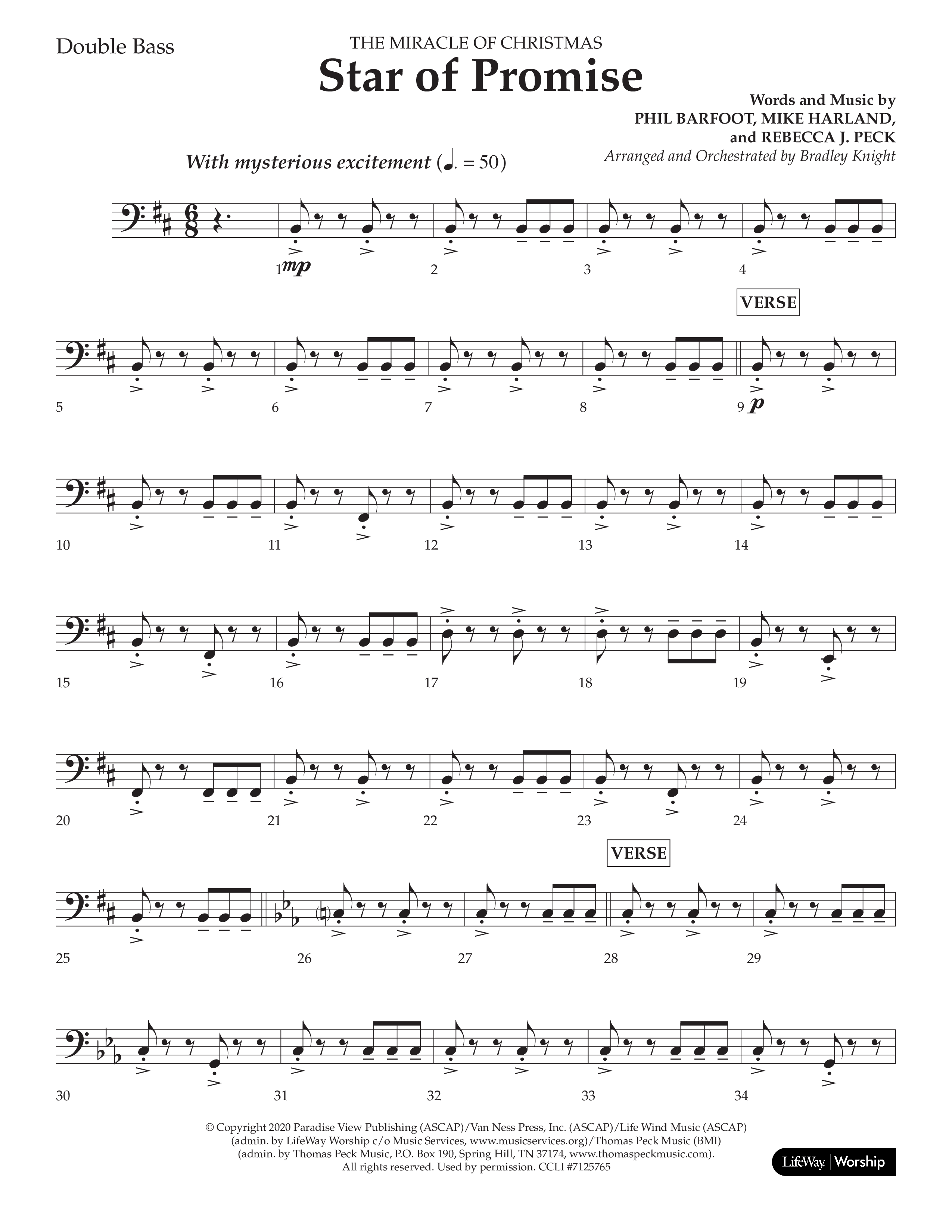 Star Of Promise (Choral Anthem SATB) Double Bass (Lifeway Choral / Arr. Bradley Knight)