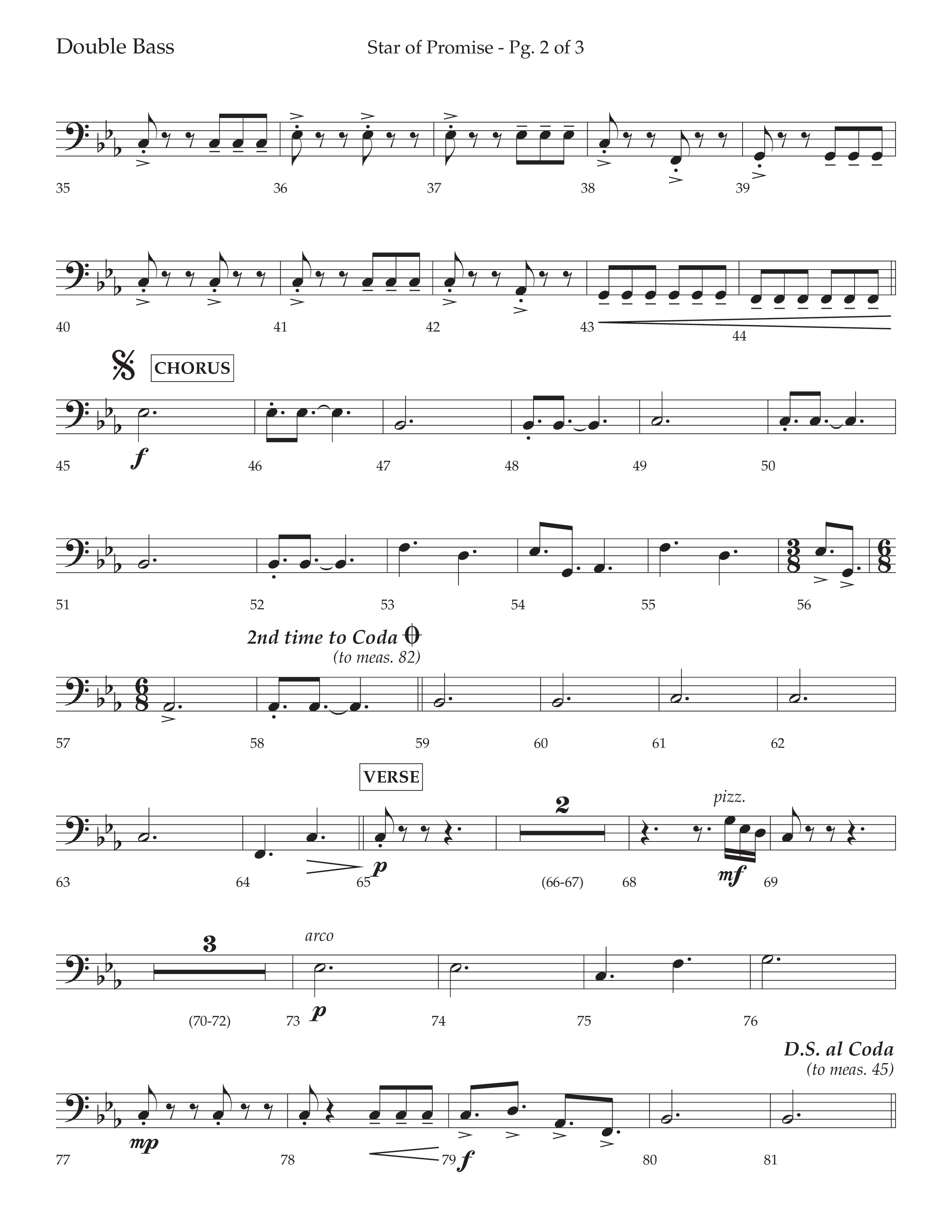 Star Of Promise (Choral Anthem SATB) Double Bass (Lifeway Choral / Arr. Bradley Knight)
