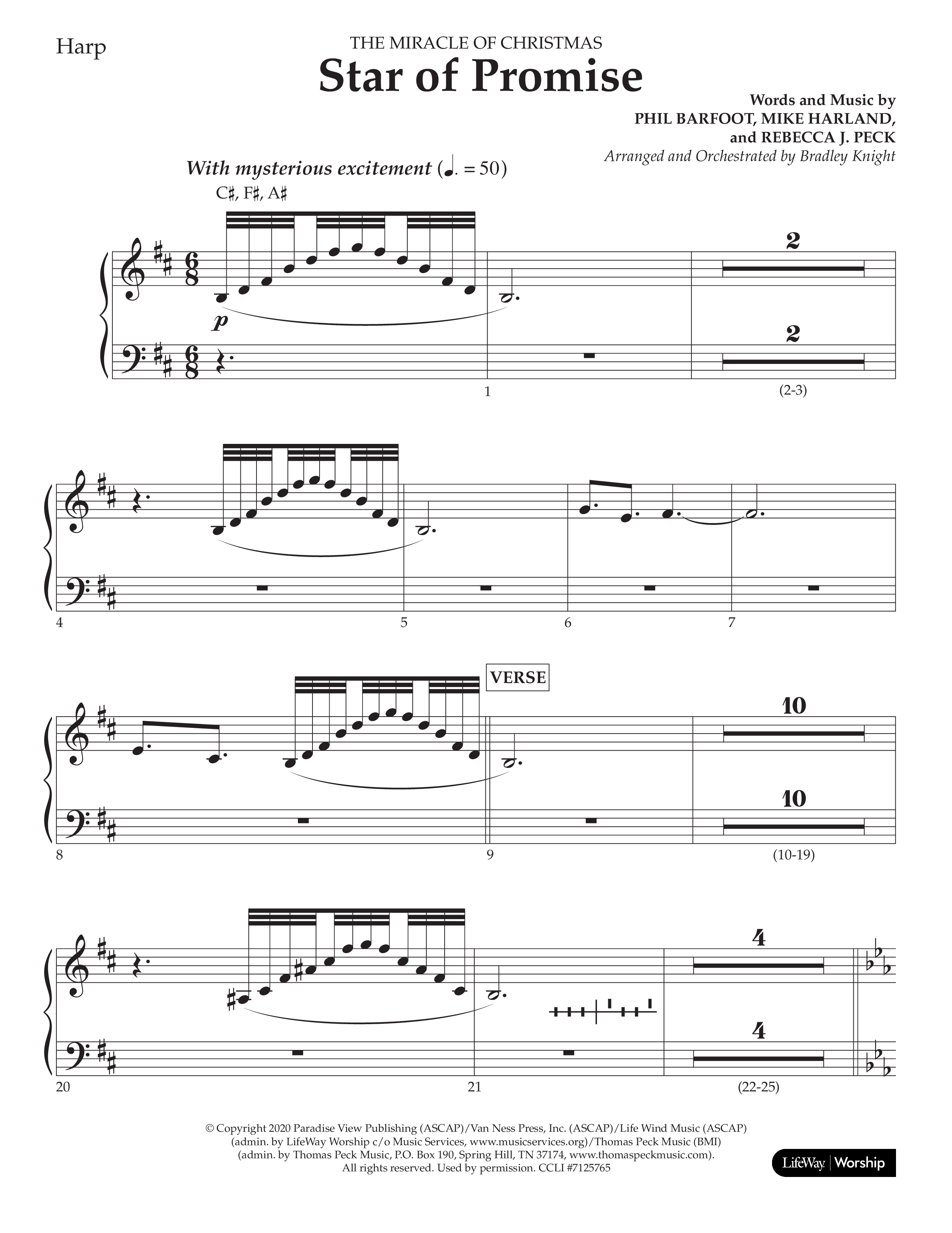 Star Of Promise (Choral Anthem SATB) Harp (Lifeway Choral / Arr. Bradley Knight)
