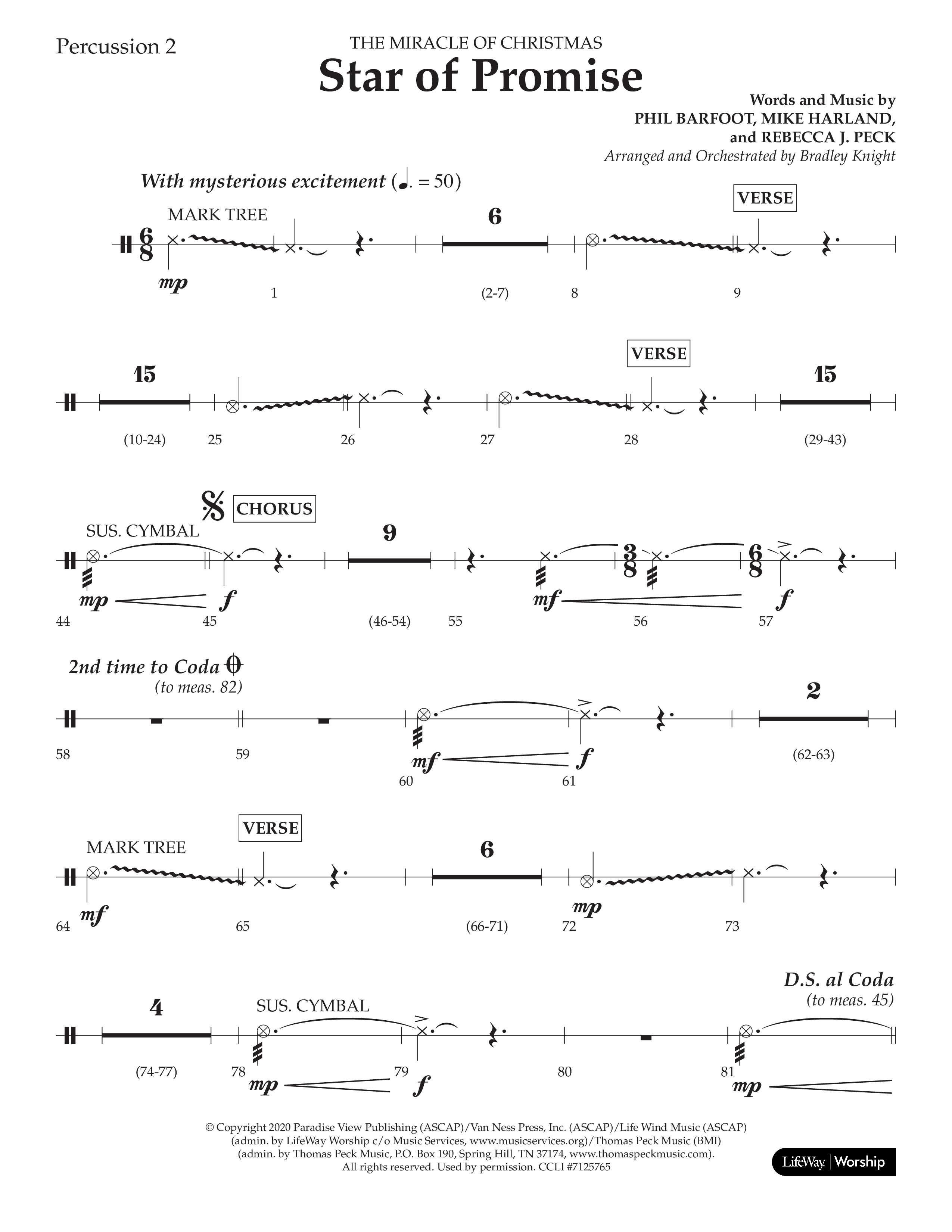 Star Of Promise (Choral Anthem SATB) Percussion (Lifeway Choral / Arr. Bradley Knight)