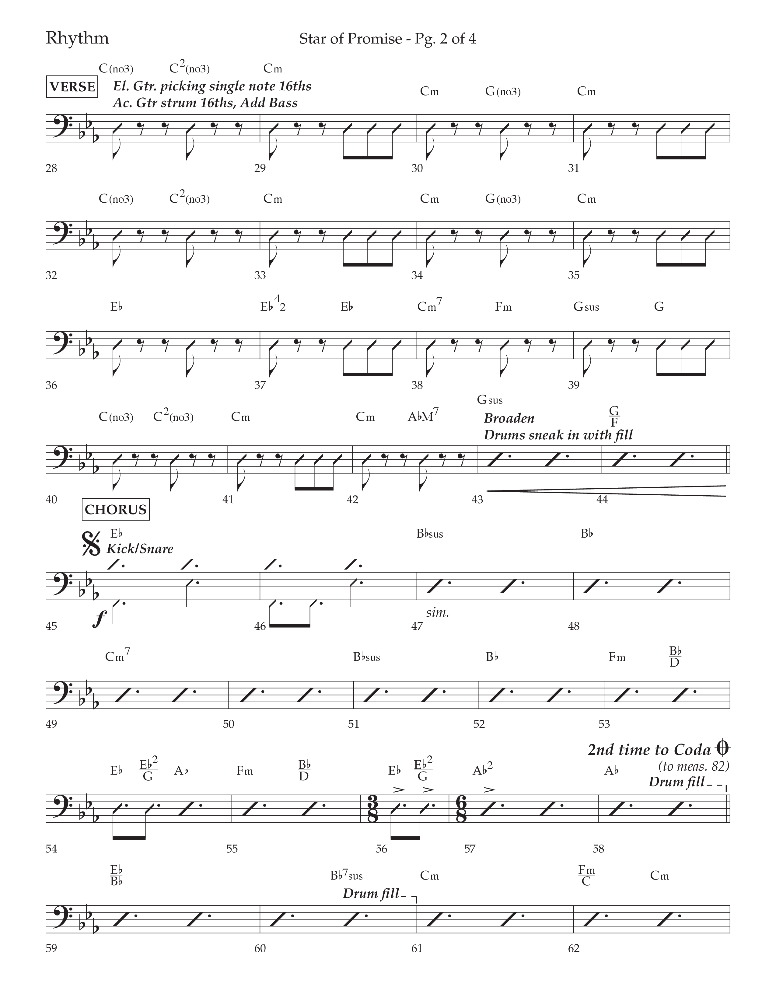 Star Of Promise (Choral Anthem SATB) Rhythm Chart (Lifeway Choral / Arr. Bradley Knight)