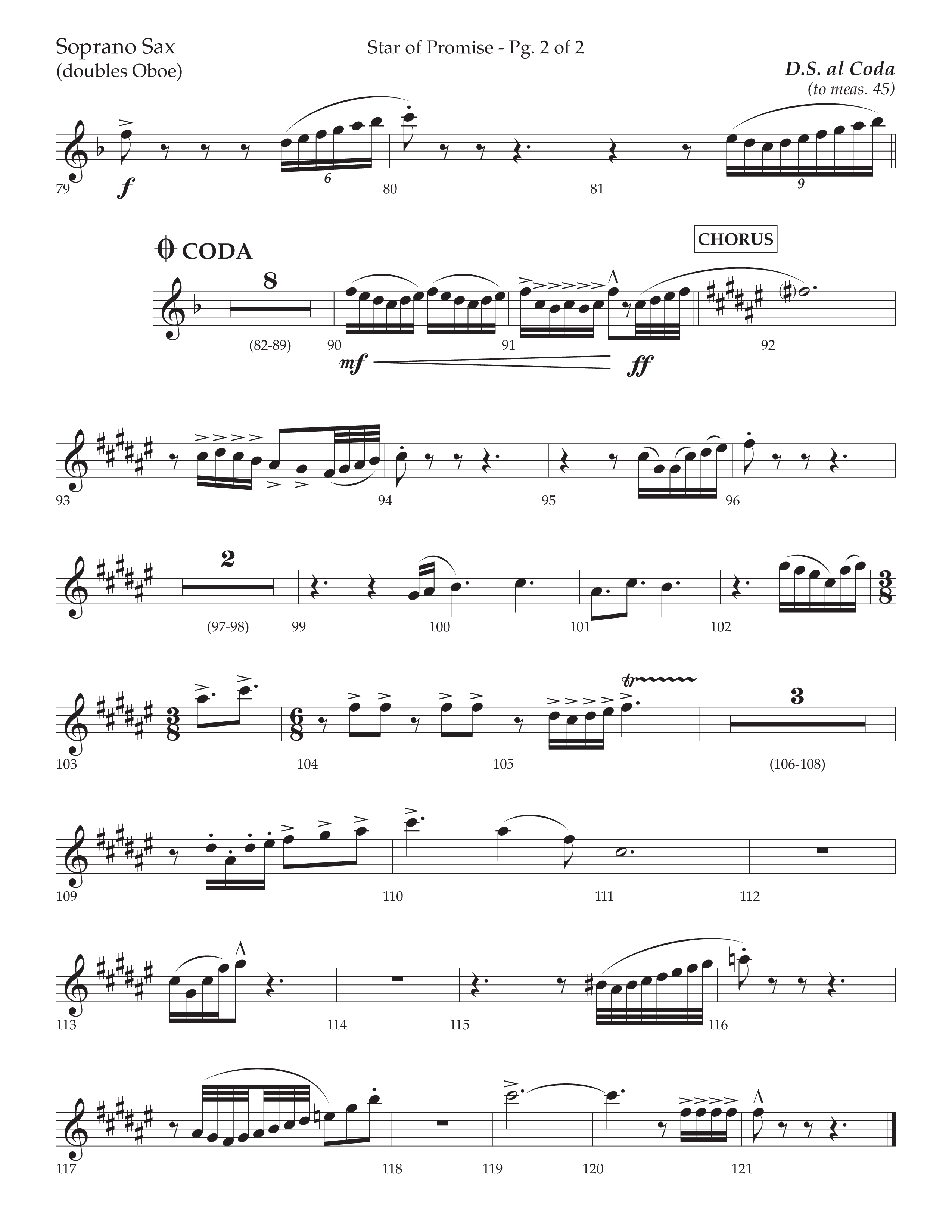 Star Of Promise (Choral Anthem SATB) Soprano Sax (Lifeway Choral / Arr. Bradley Knight)