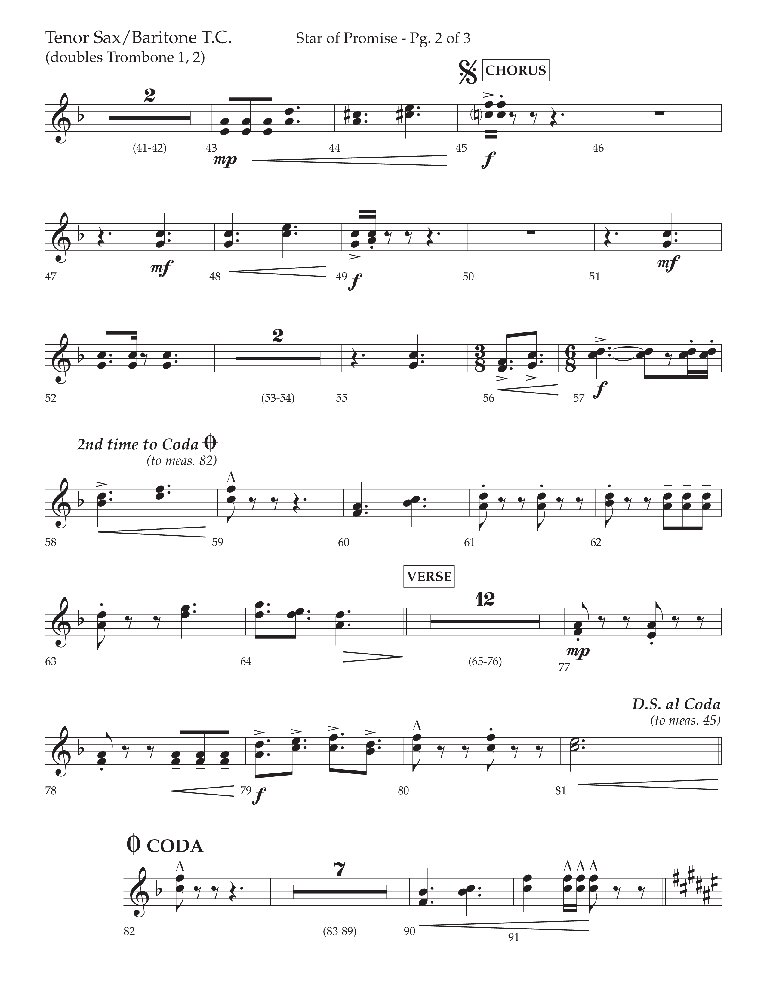 Star Of Promise (Choral Anthem SATB) Tenor Sax/Baritone T.C. (Lifeway Choral / Arr. Bradley Knight)
