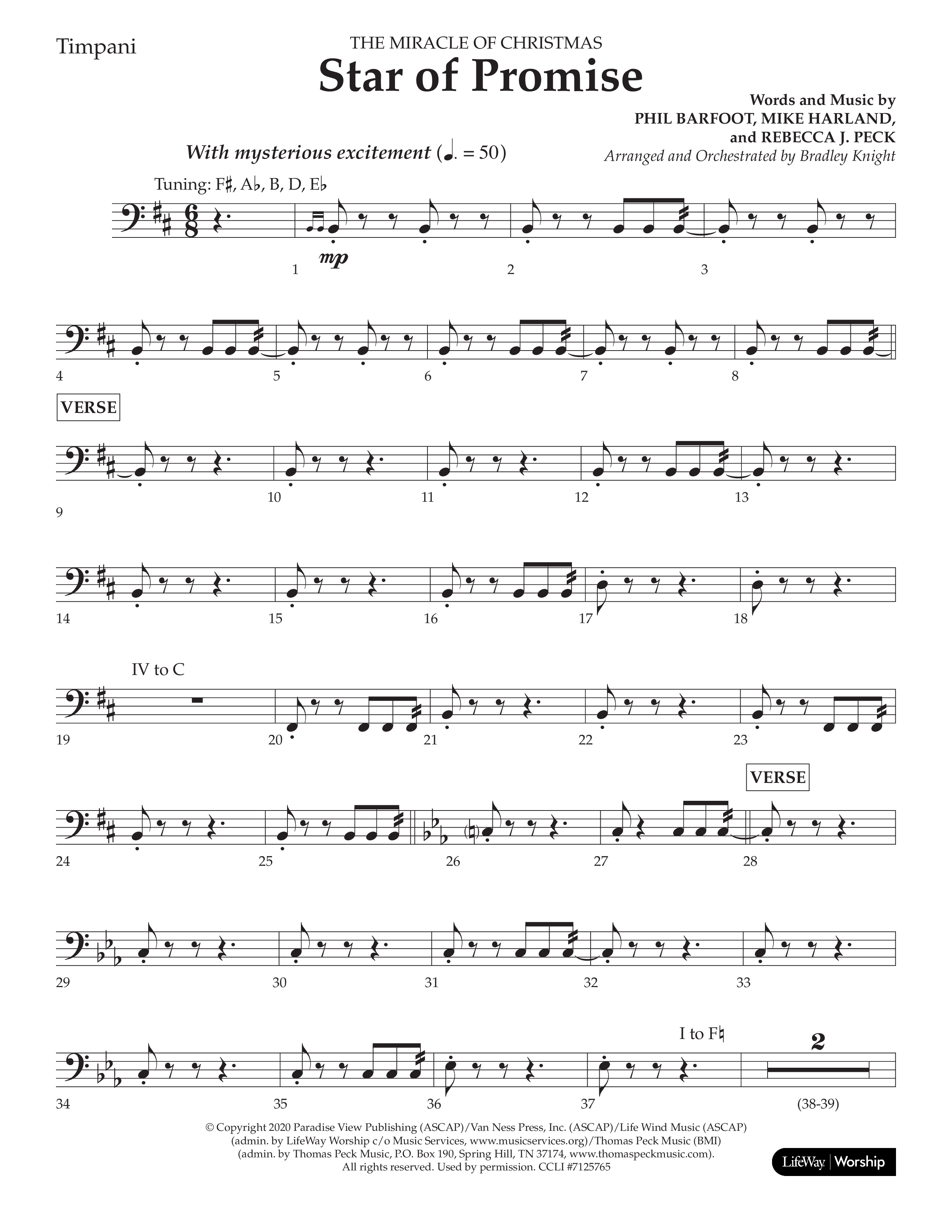 Star Of Promise (Choral Anthem SATB) Timpani (Lifeway Choral / Arr. Bradley Knight)