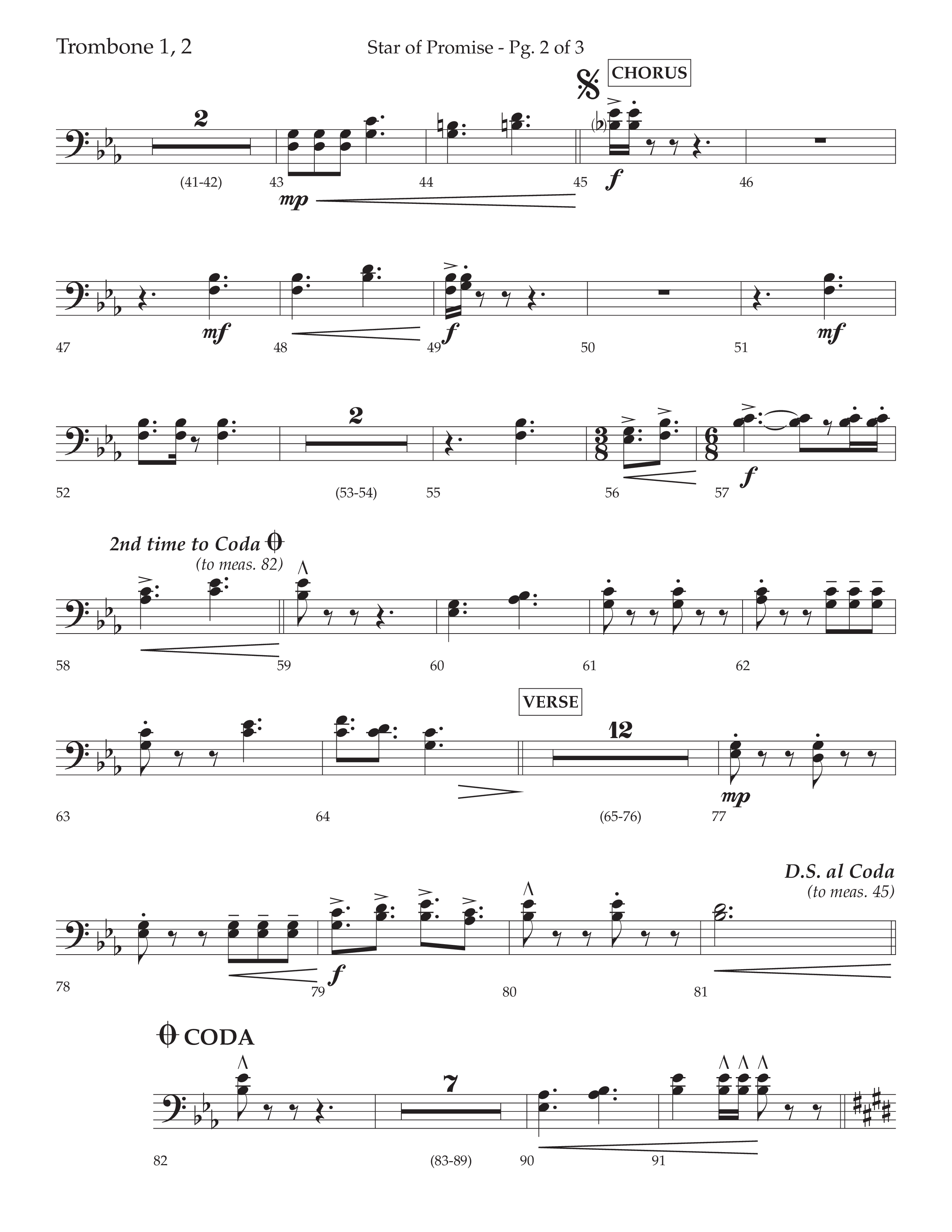 Star Of Promise (Choral Anthem SATB) Trombone 1/2 (Lifeway Choral / Arr. Bradley Knight)