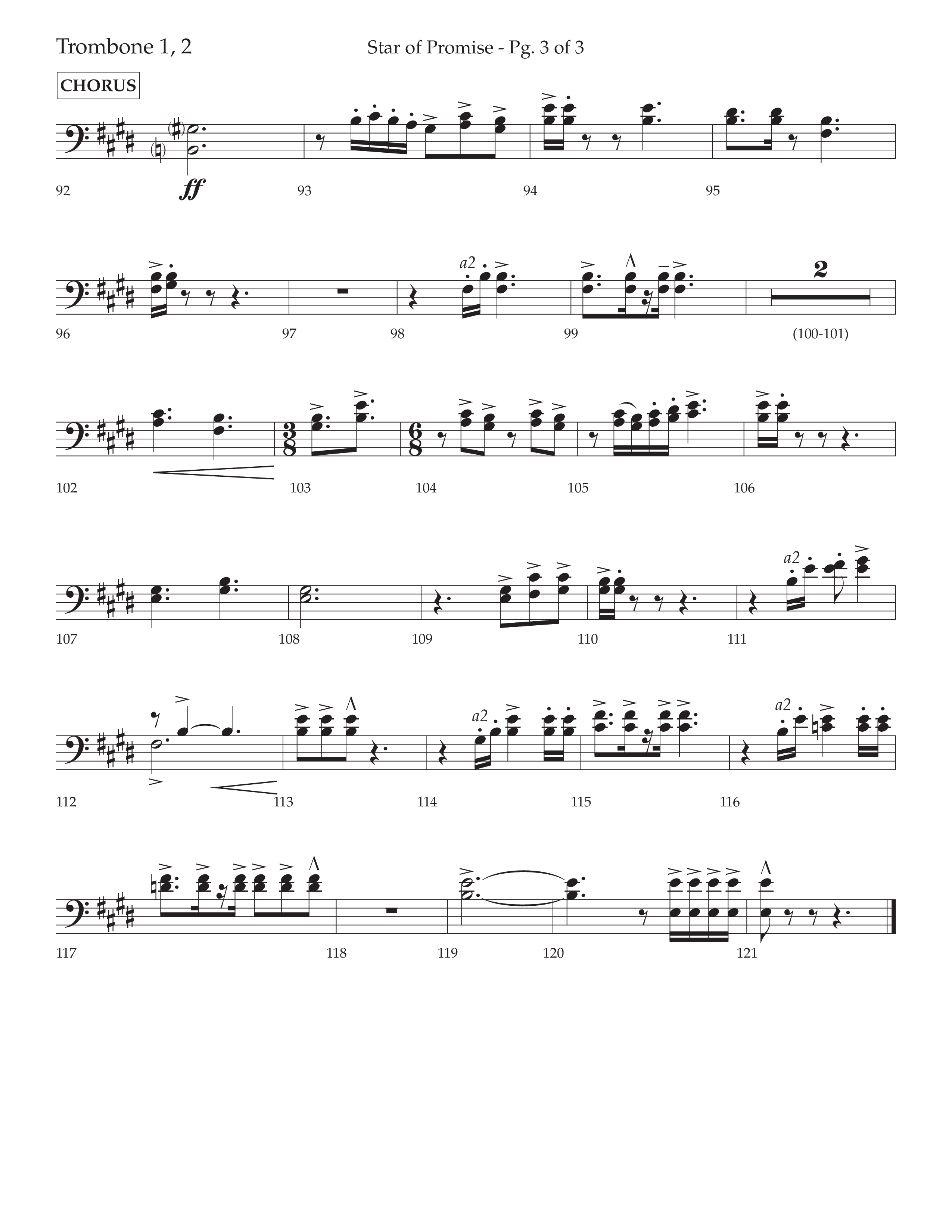 Star Of Promise (Choral Anthem SATB) Trombone 1/2 (Lifeway Choral / Arr. Bradley Knight)