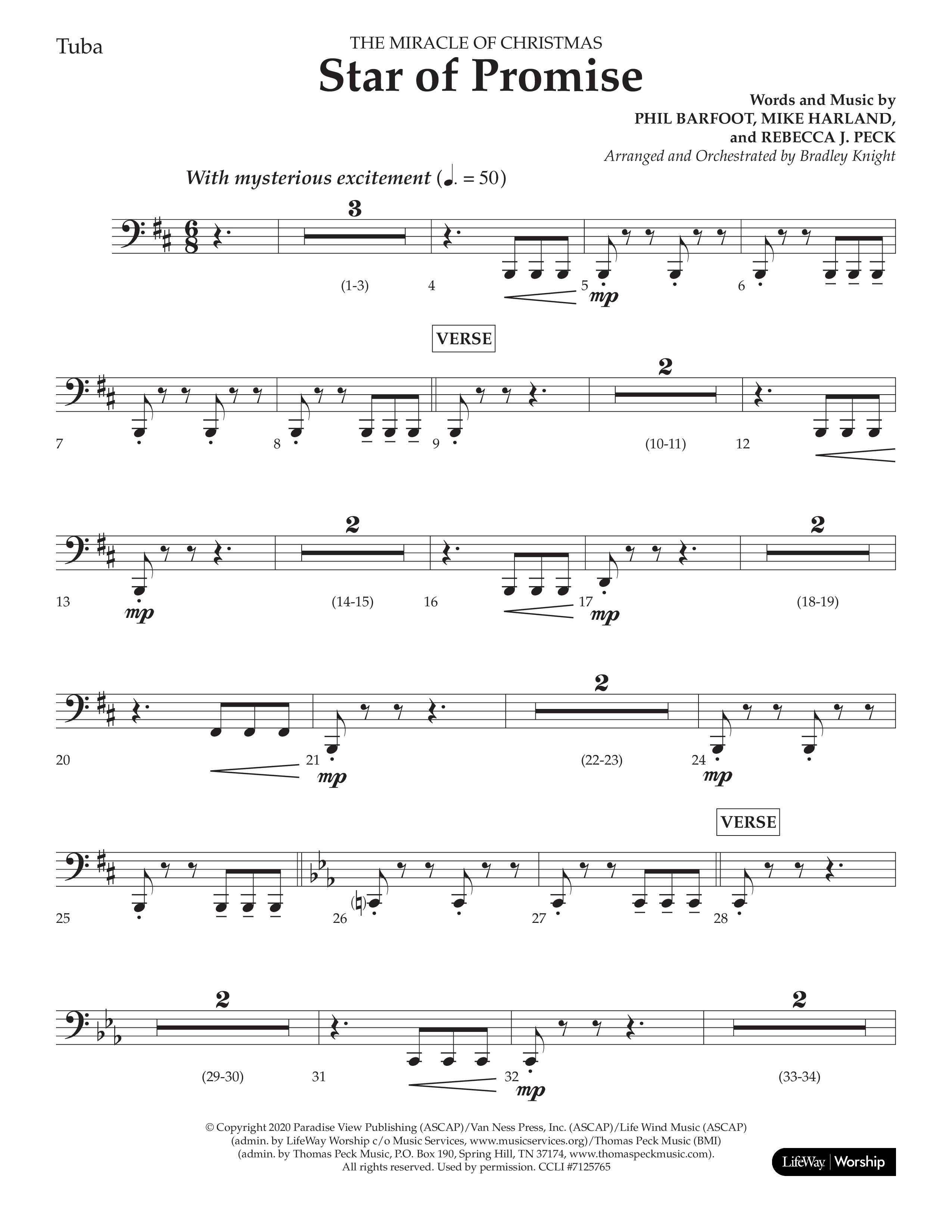 Star Of Promise (Choral Anthem SATB) Tuba (Lifeway Choral / Arr. Bradley Knight)