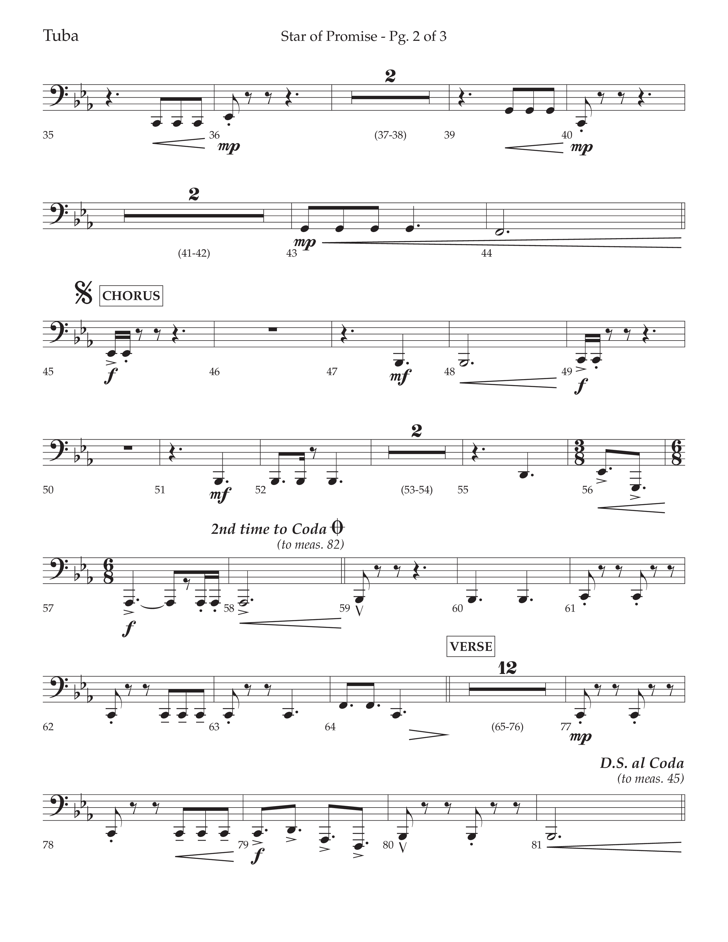 Star Of Promise (Choral Anthem SATB) Tuba (Lifeway Choral / Arr. Bradley Knight)