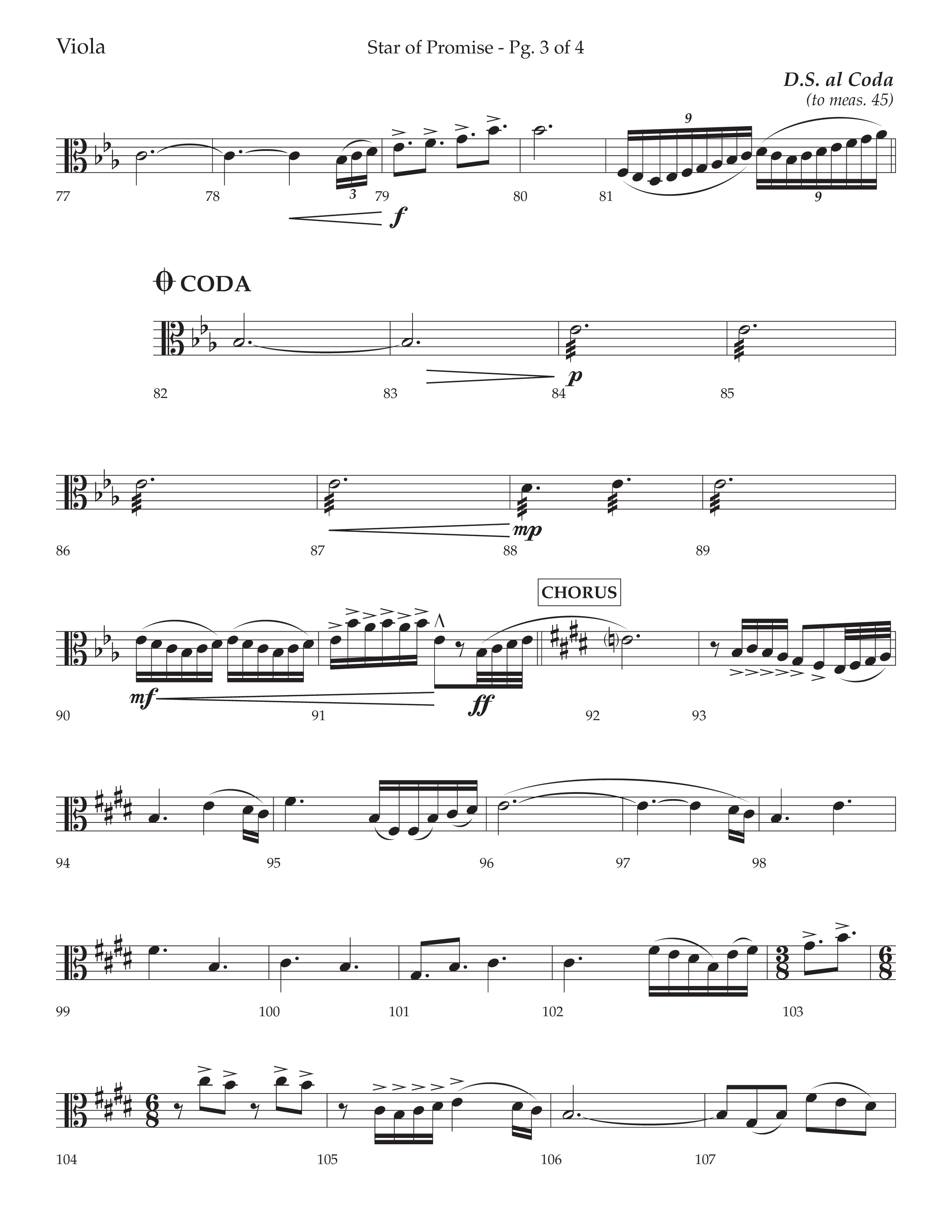 Star Of Promise (Choral Anthem SATB) Viola (Lifeway Choral / Arr. Bradley Knight)