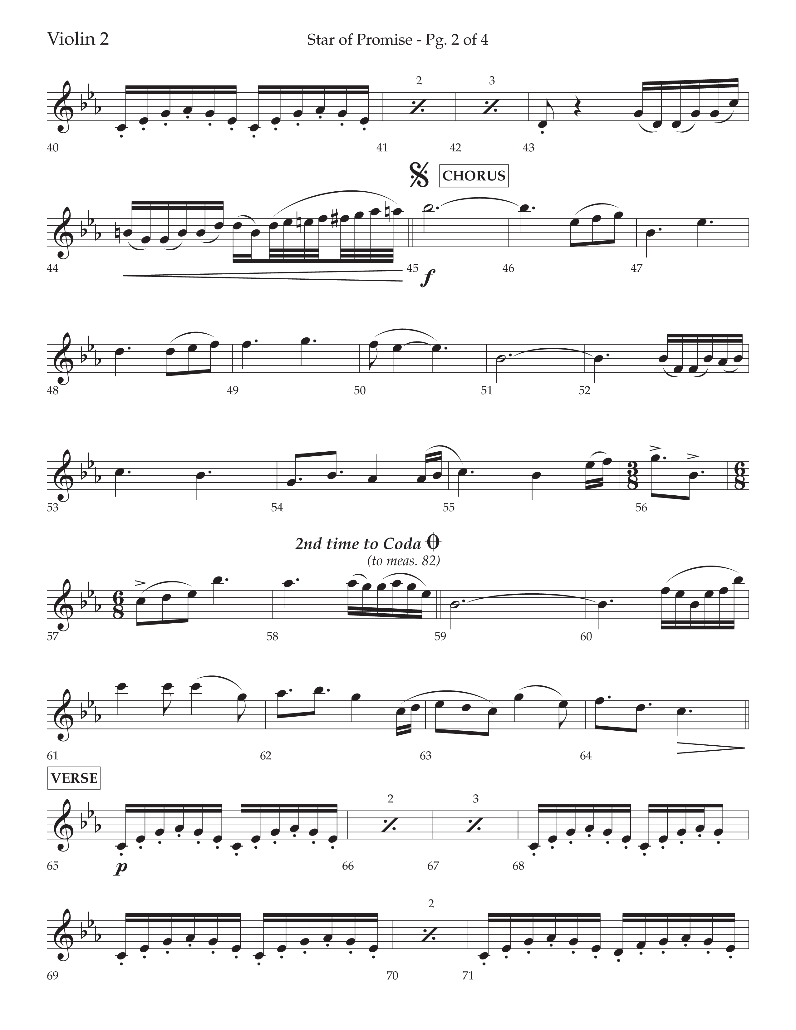 Star Of Promise (Choral Anthem SATB) Violin 2 (Lifeway Choral / Arr. Bradley Knight)