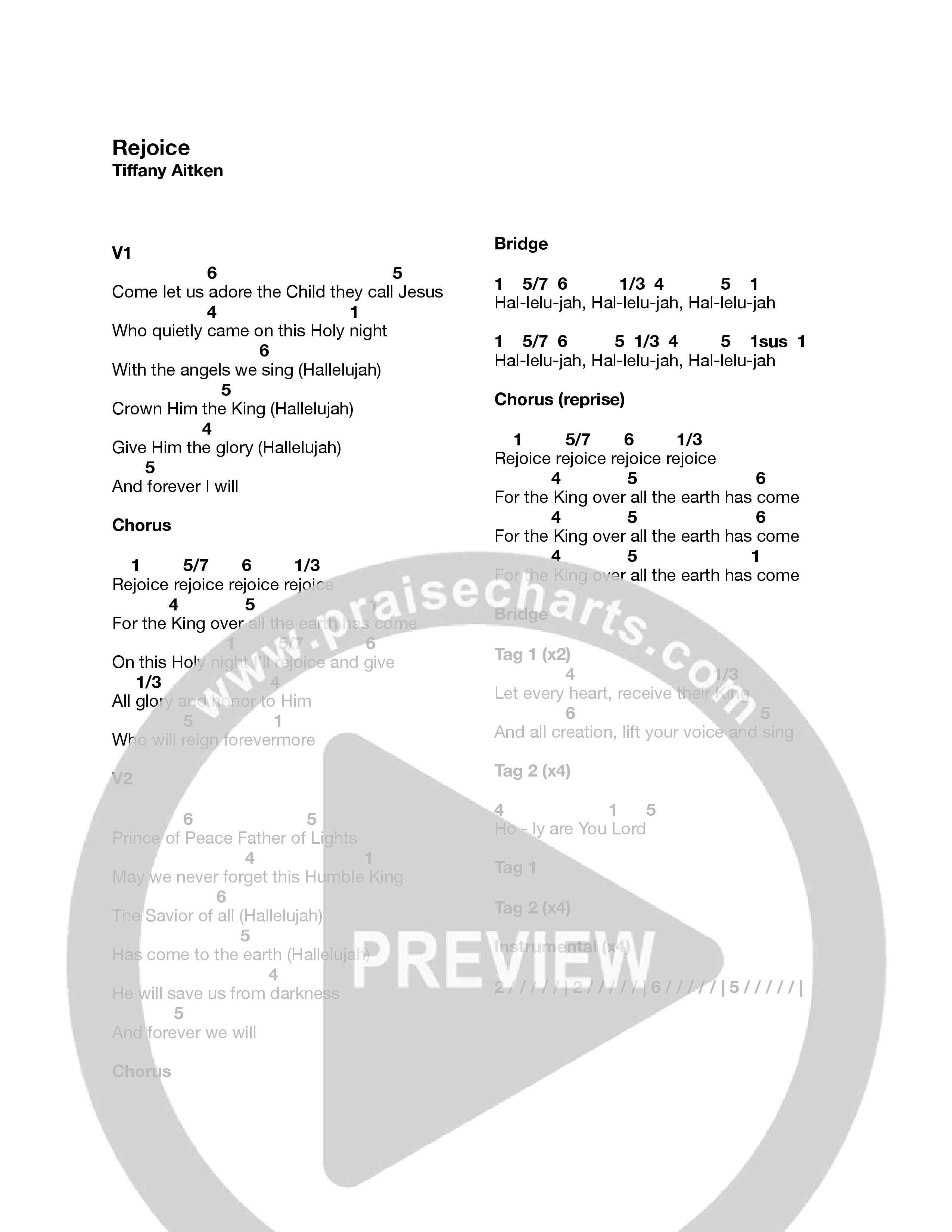 Rejoice (Live) Chord Chart (Life Center Worship)