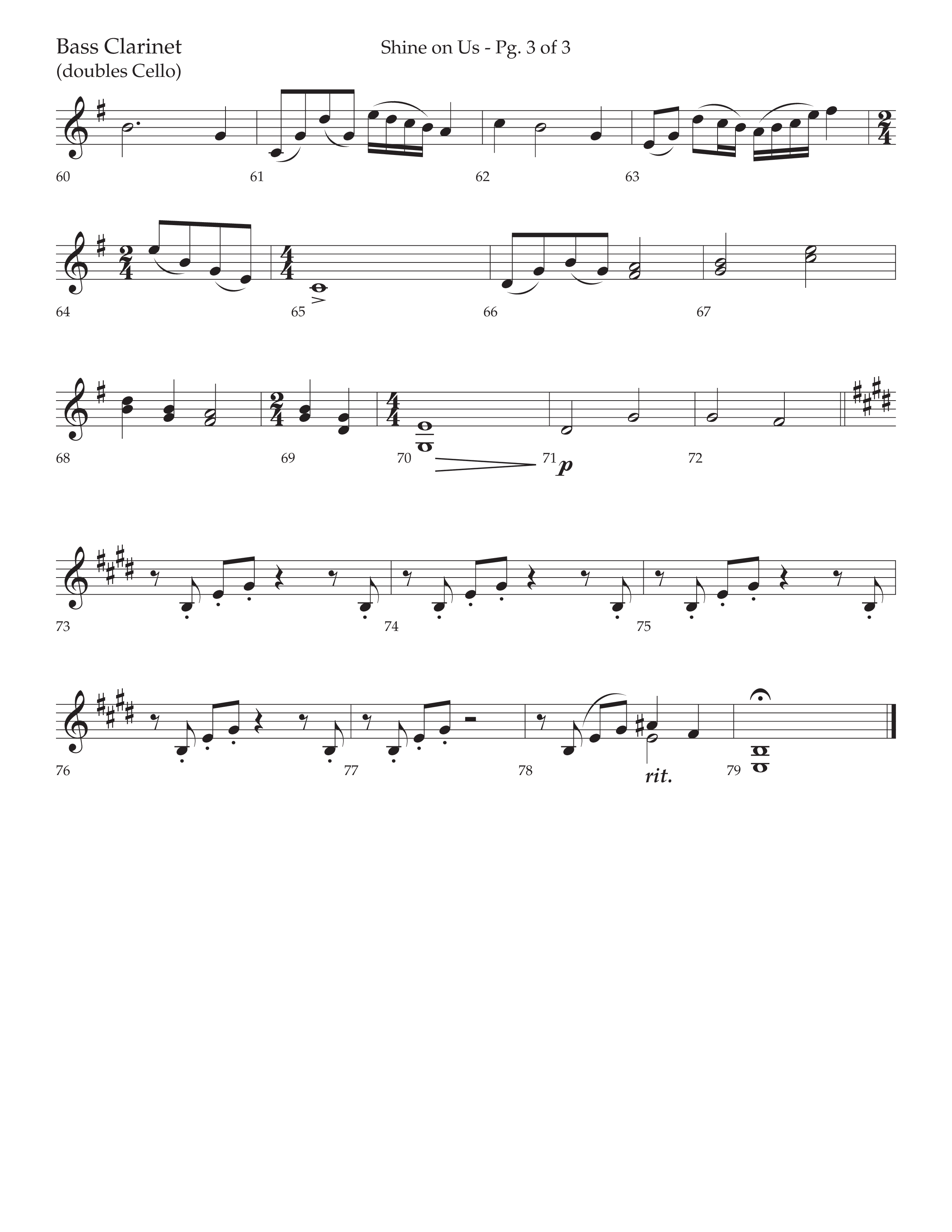 Shine On Us (Choral Anthem SATB) Bass Clarinet (Lifeway Choral / Arr. Bradley Knight)