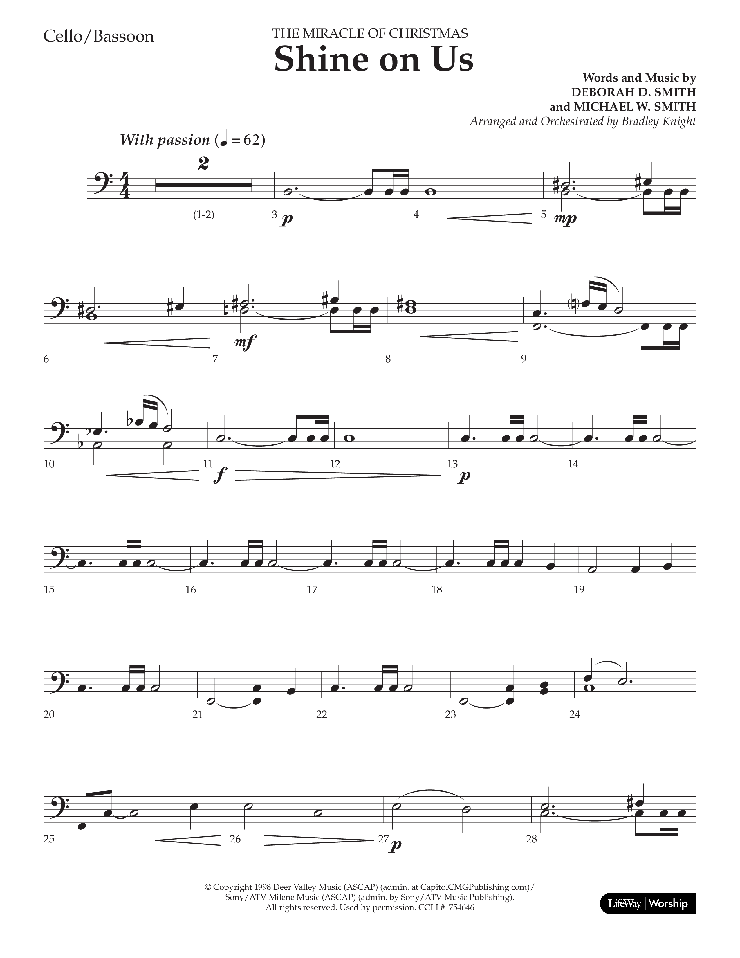 Shine On Us (Choral Anthem SATB) Cello (Lifeway Choral / Arr. Bradley Knight)