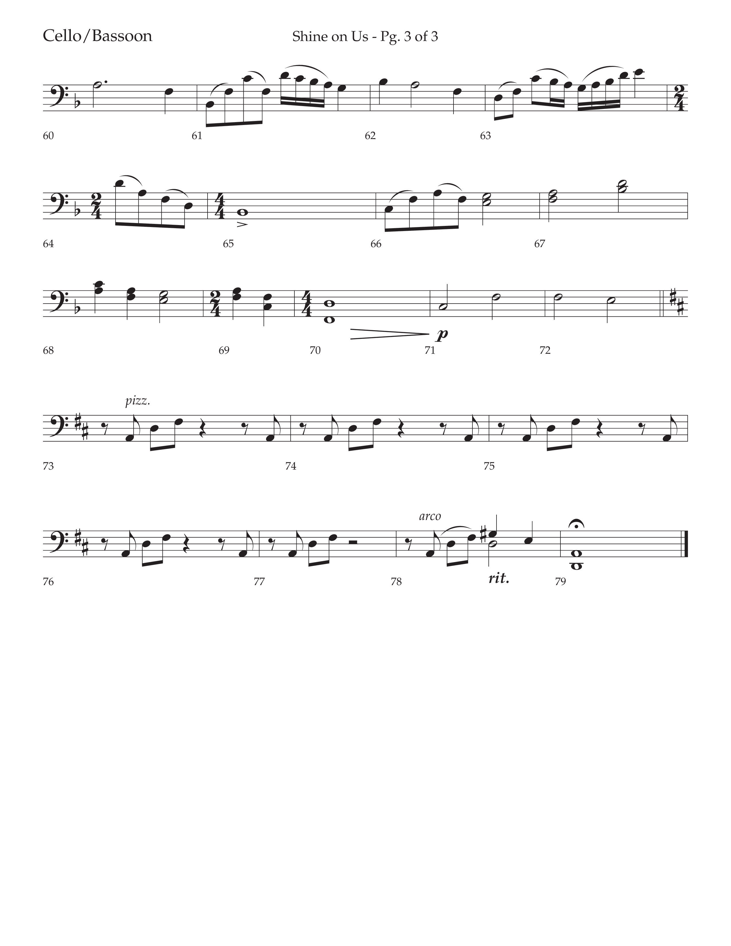 Shine On Us (Choral Anthem SATB) Cello (Lifeway Choral / Arr. Bradley Knight)