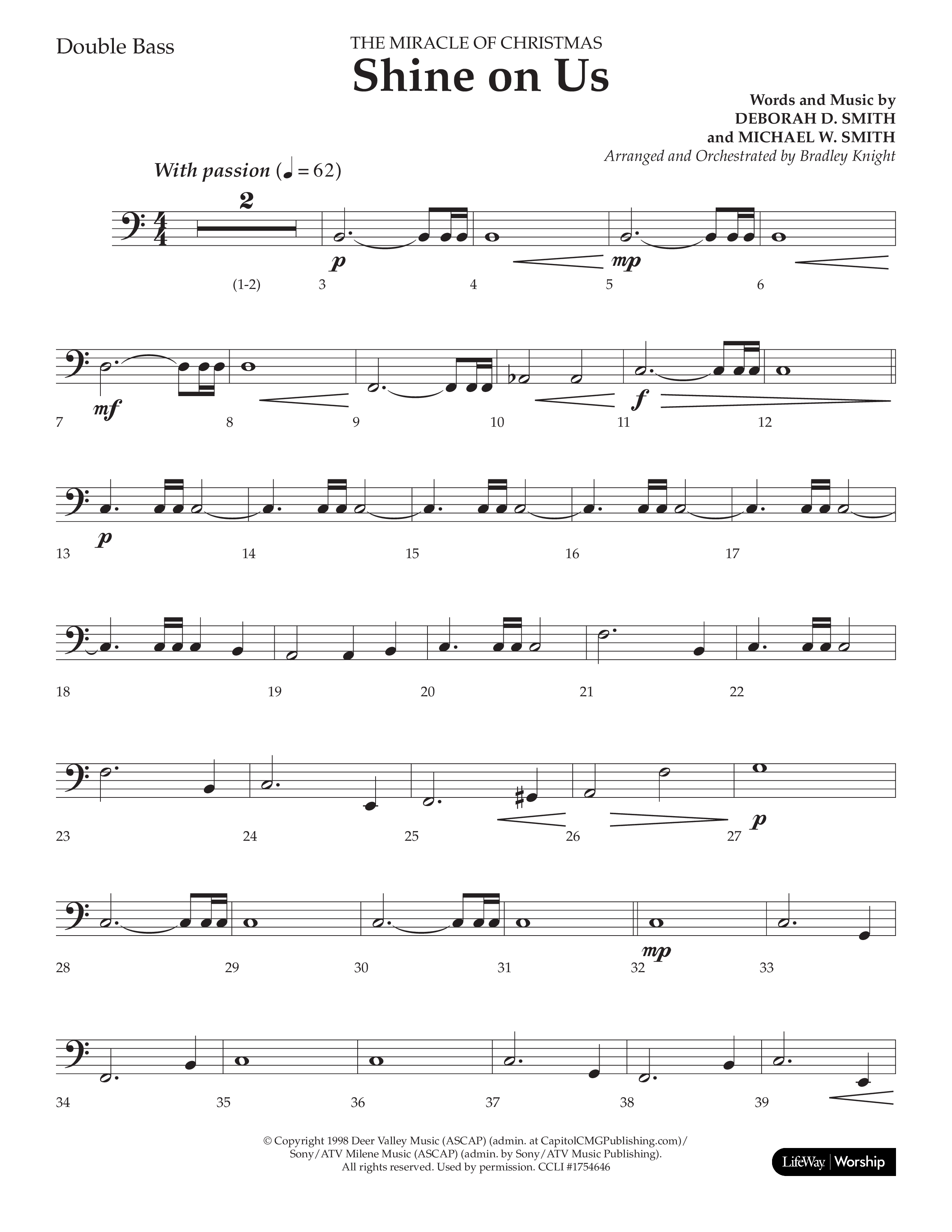 Shine On Us (Choral Anthem SATB) Double Bass (Lifeway Choral / Arr. Bradley Knight)