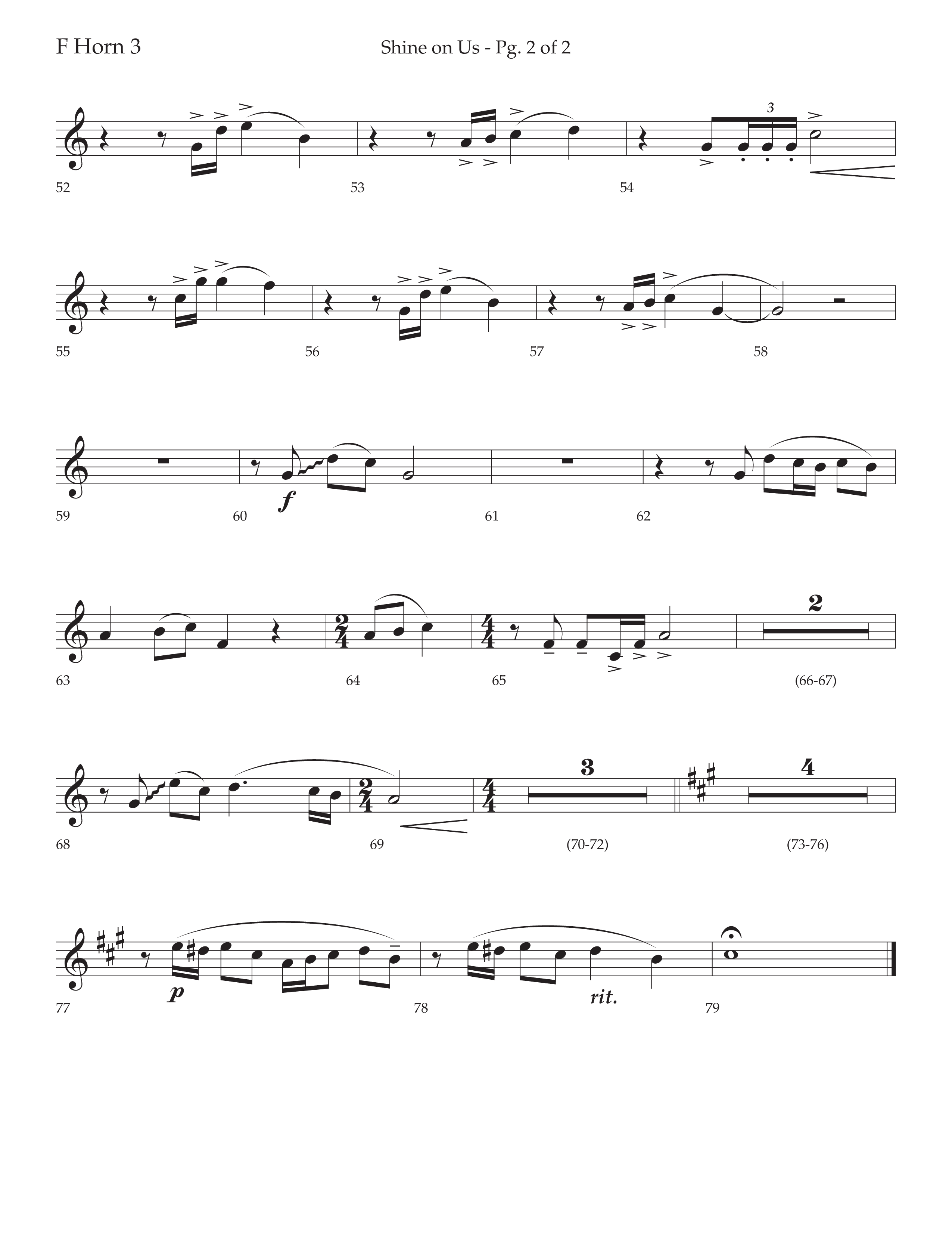 Shine On Us (Choral Anthem SATB) French Horn 3 (Lifeway Choral / Arr. Bradley Knight)