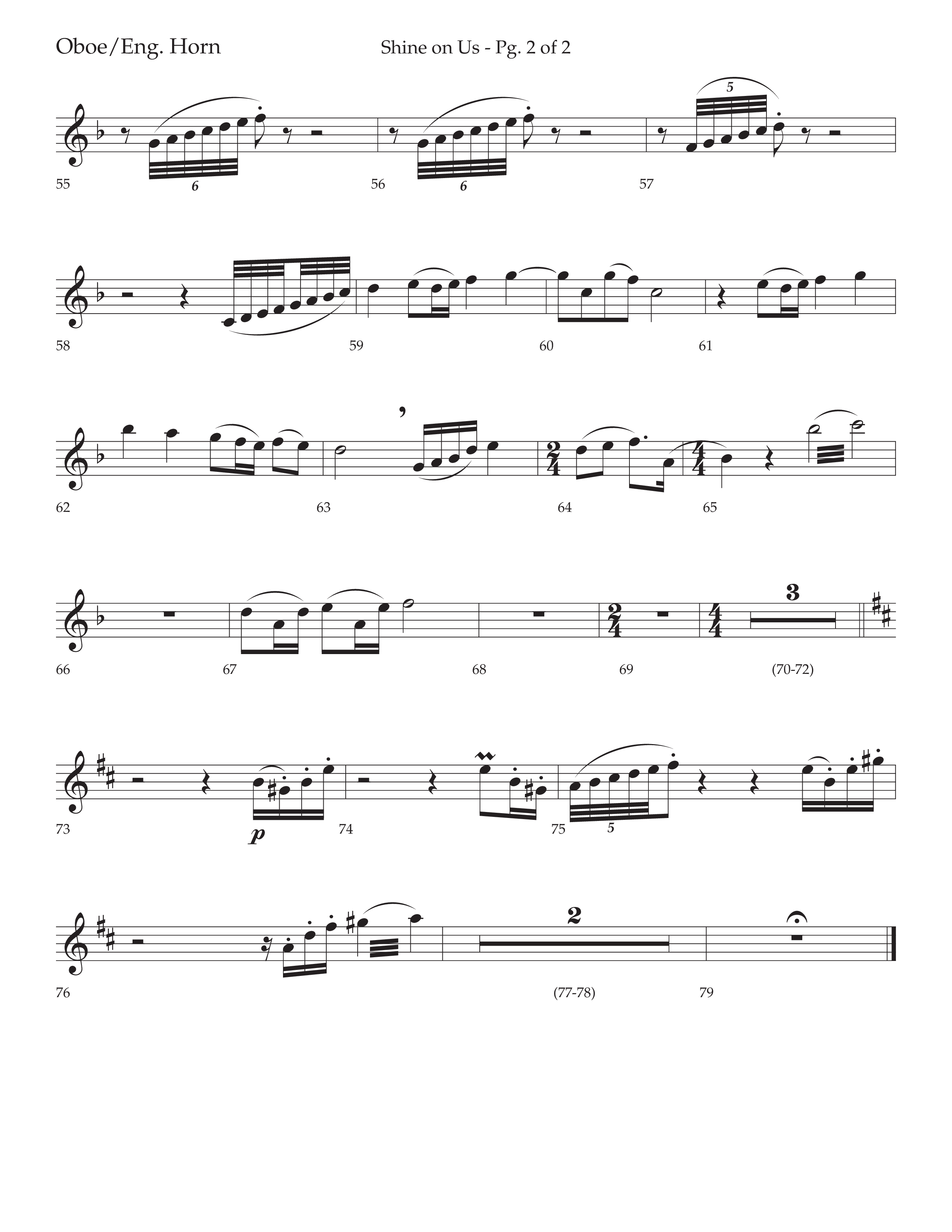 Shine On Us (Choral Anthem SATB) Oboe (Lifeway Choral / Arr. Bradley Knight)