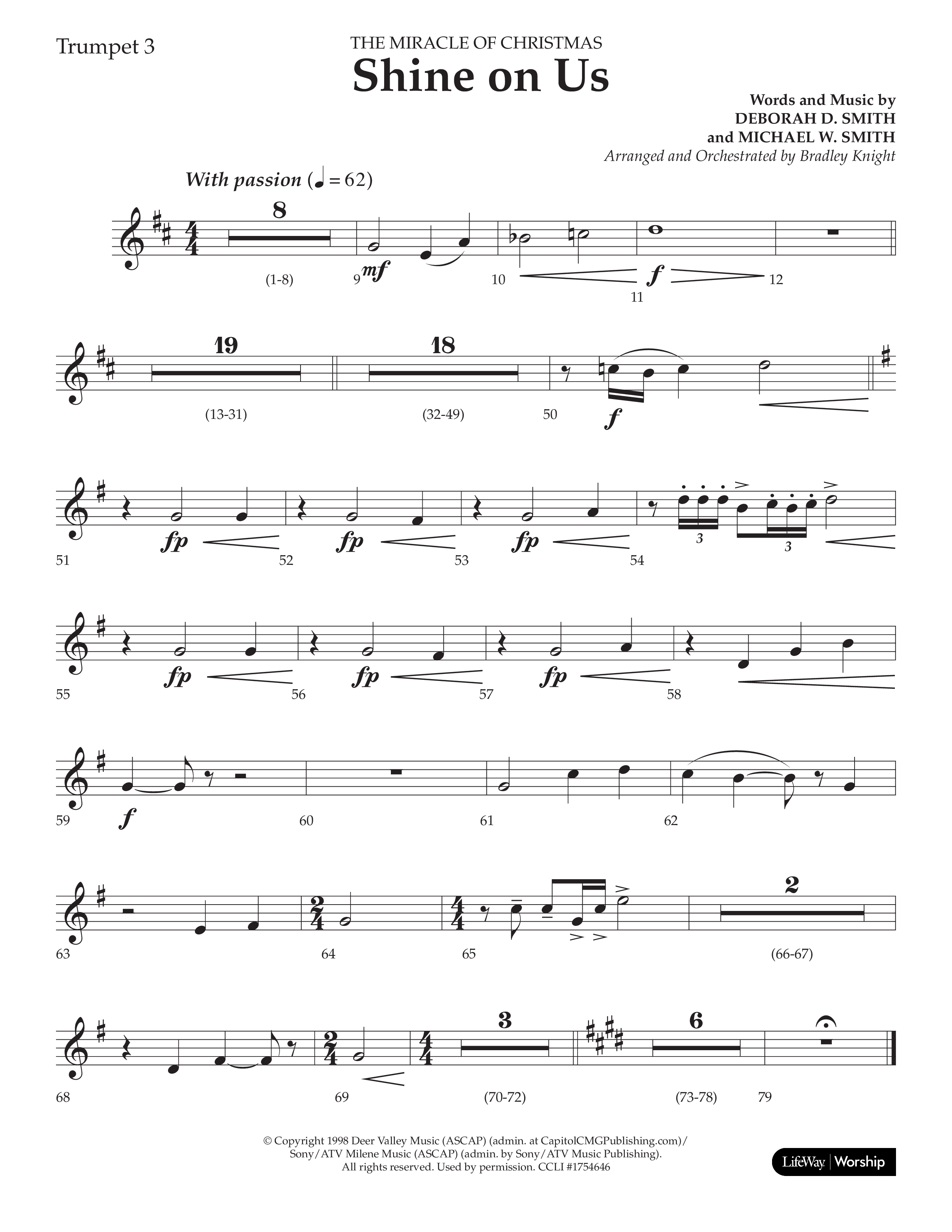 Shine On Us (Choral Anthem SATB) Trumpet 3 (Lifeway Choral / Arr. Bradley Knight)