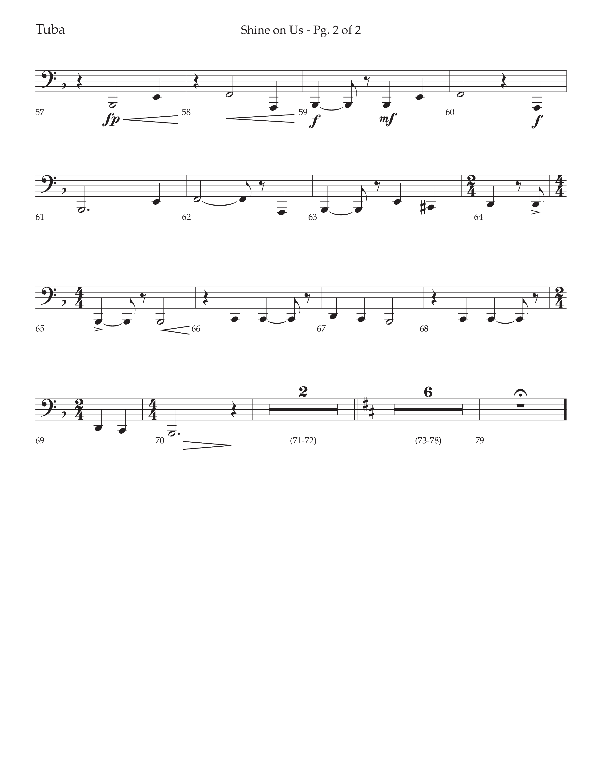 Shine On Us (Choral Anthem SATB) Tuba (Lifeway Choral / Arr. Bradley Knight)