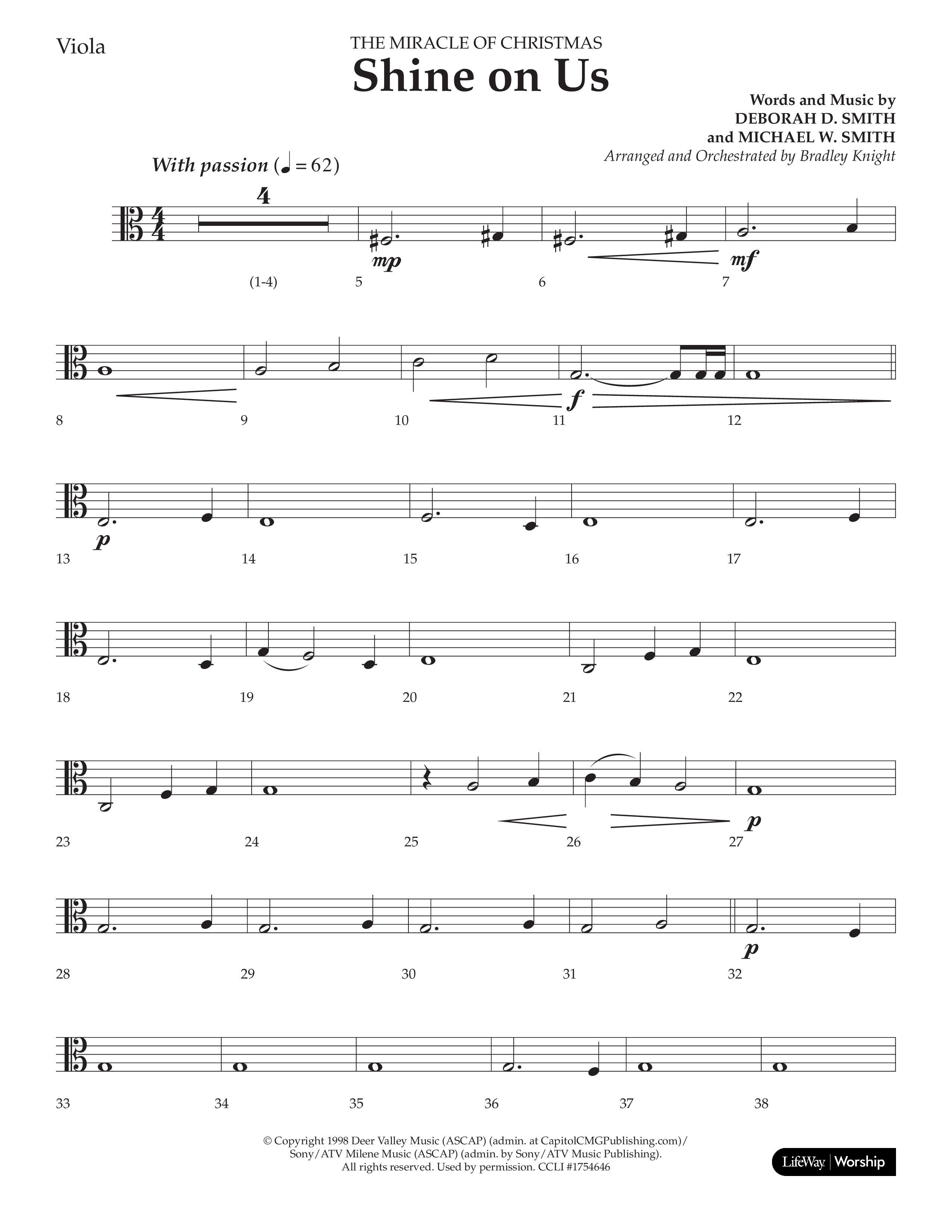 Shine On Us (Choral Anthem SATB) Viola (Lifeway Choral / Arr. Bradley Knight)