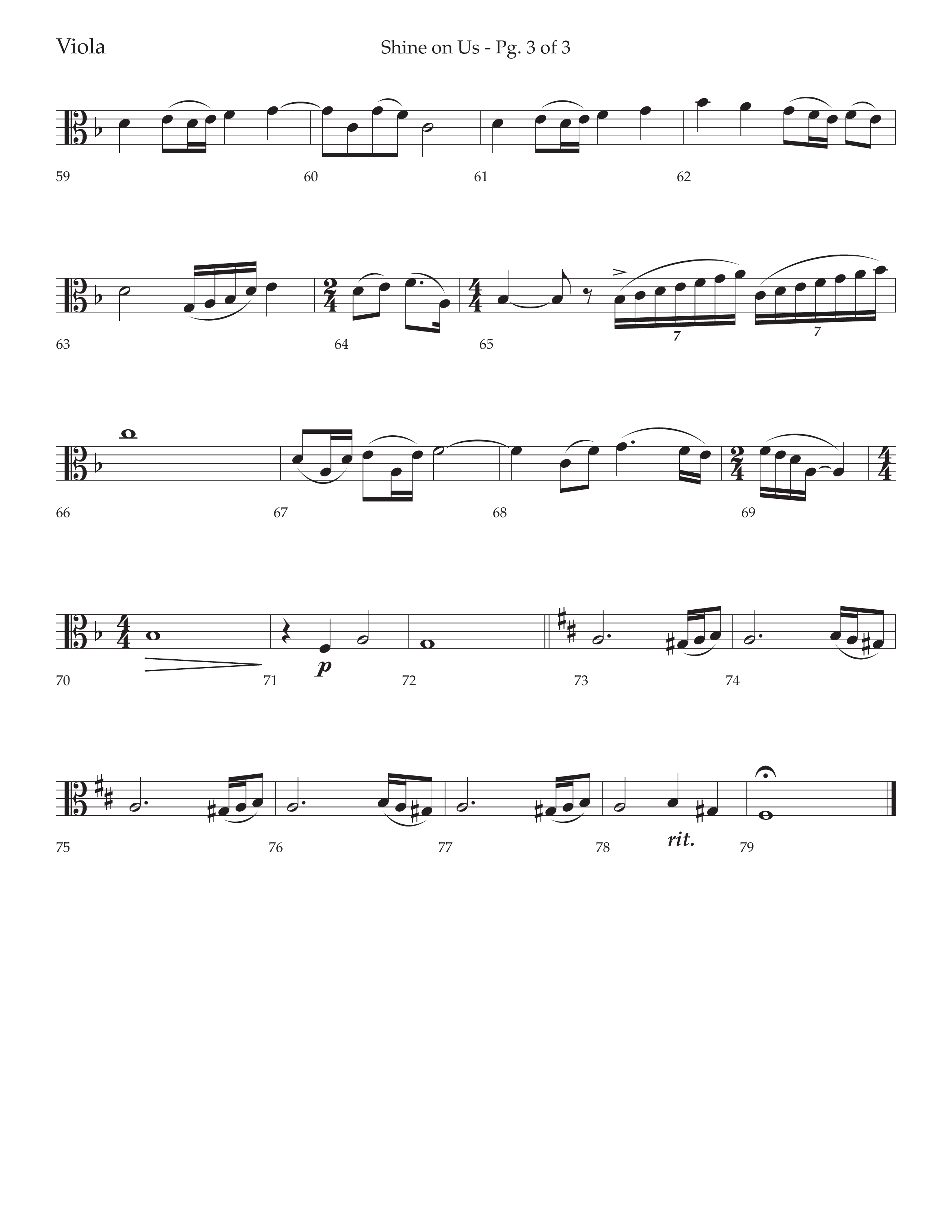 Shine On Us (Choral Anthem SATB) Viola (Lifeway Choral / Arr. Bradley Knight)