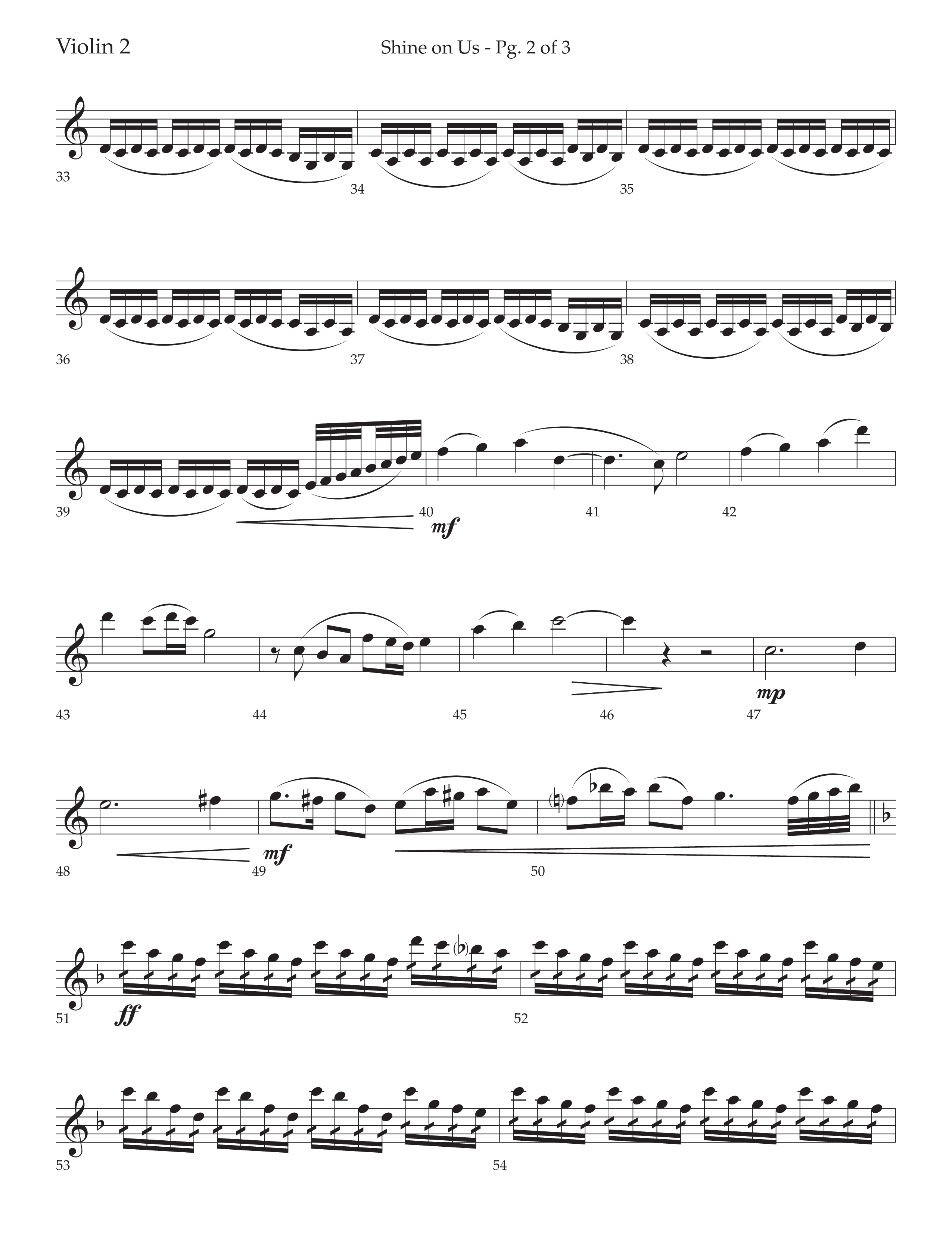 Shine On Us (Choral Anthem SATB) Violin 2 (Lifeway Choral / Arr. Bradley Knight)
